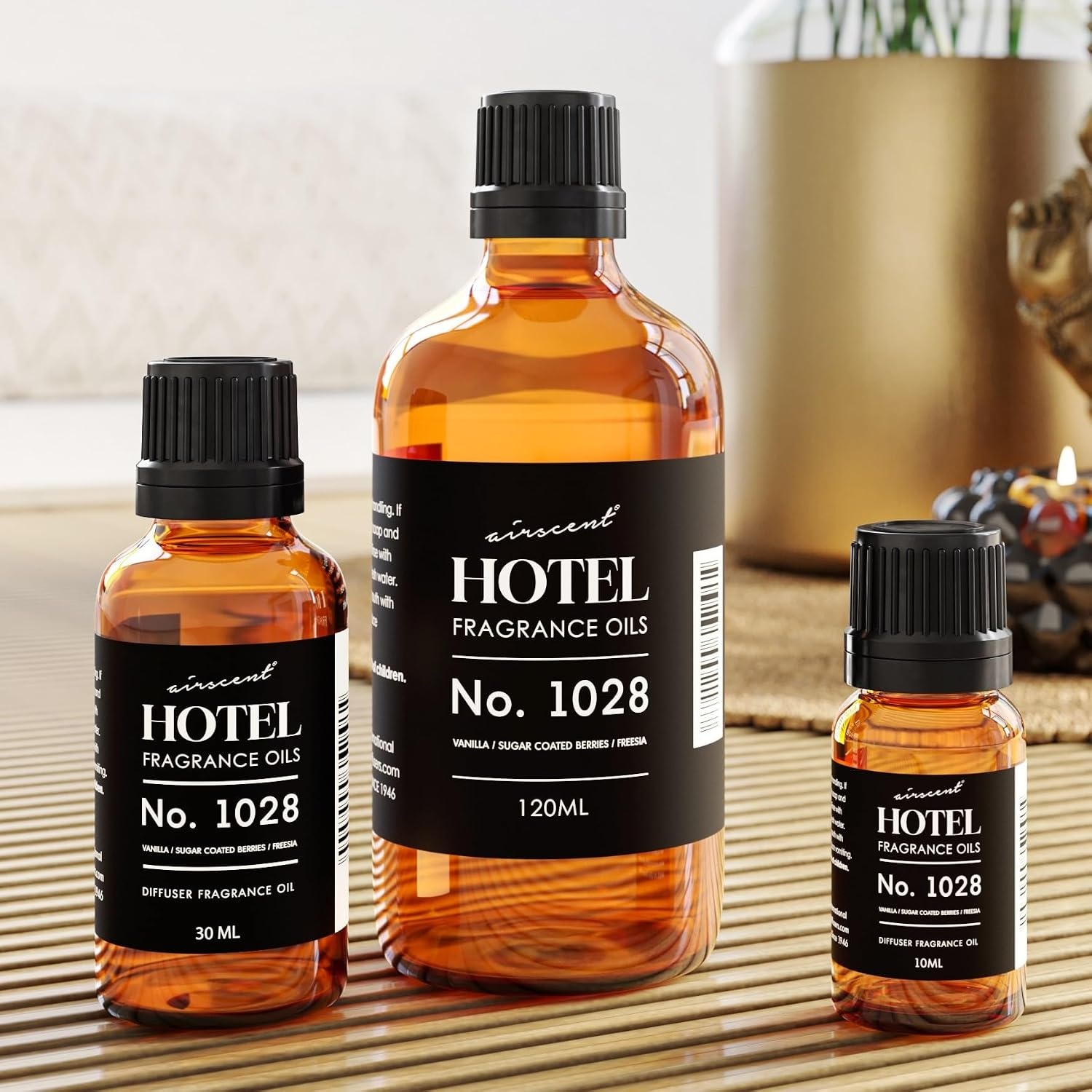 AirScent Hotel Diffuser Oil No. 1028 Inspired by The Seamless Hotel Scent – Premium Fragrance Oil for Ultrasonic and Waterless Diffusers and Crafting – 10 mL, .34 fl oz Glass Bottle with Dropper(0.34 Fl Oz (Pack of 1))