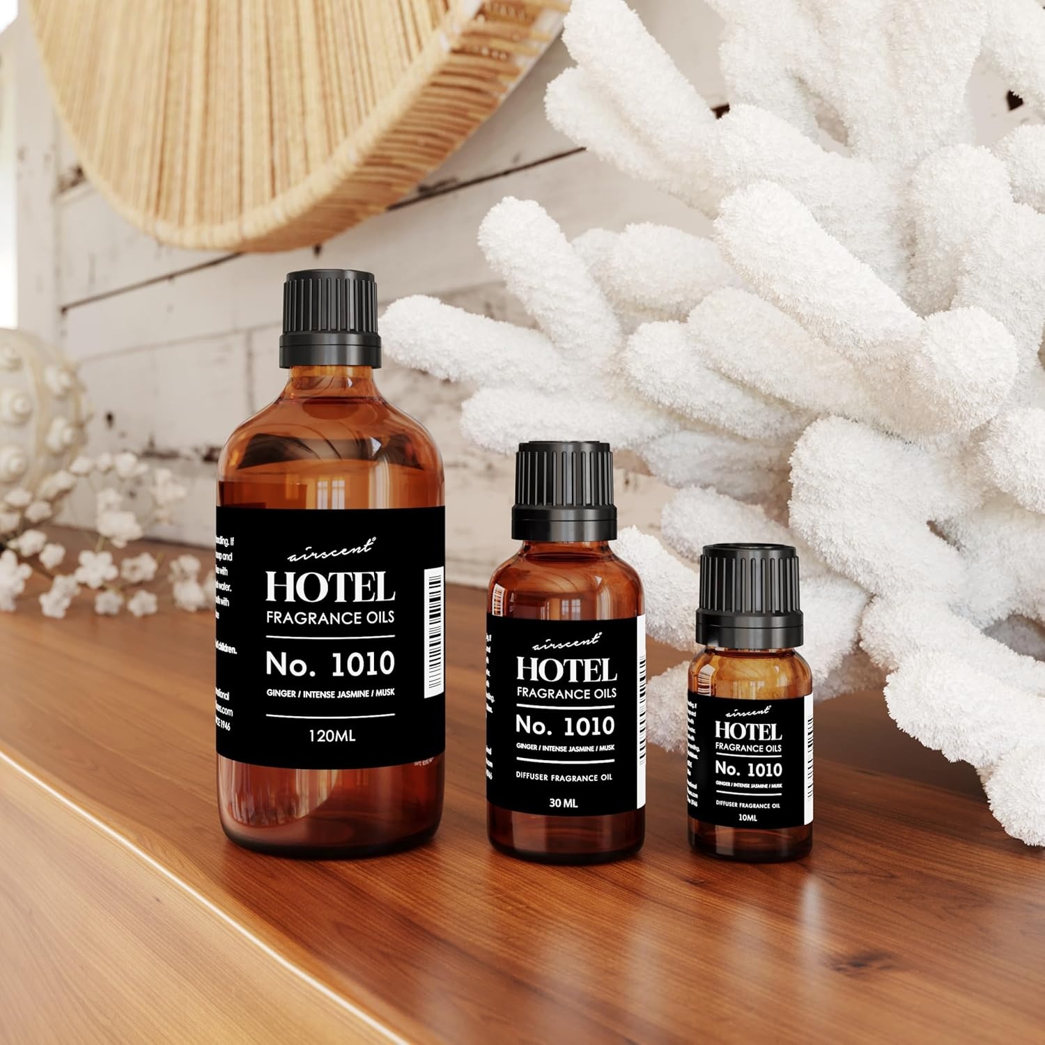 AirScent Hotel Diffuser Oil No. 1010 – Ginger Jasmine Tonka Bean – 10 mL | Hotel Scent Dupe – Premium Fragrance Oil for Ultrasonic and Waterless Diffuser – .34 fl oz Dropper Bottle(0.34 Fl Oz (Pack of 1))