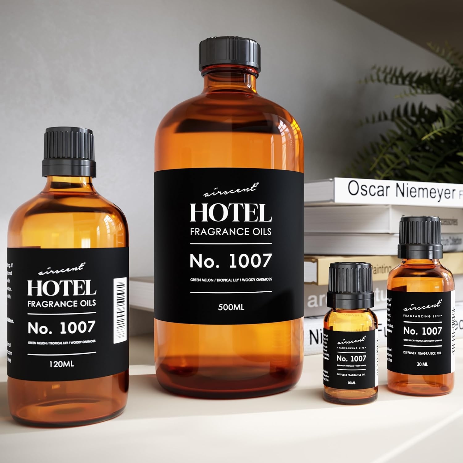 AirScent Hotel Diffuser Oil No. 1007 – Green Melon Lily Oakmoss – 10 mL | Hotel Scent Dupe Premium Fragrance Oil for Ultrasonic and Waterless Diffusers and Crafting – 1 fl oz Glass Dropper Bottle(0.34 Fl Oz (Pack of 1))