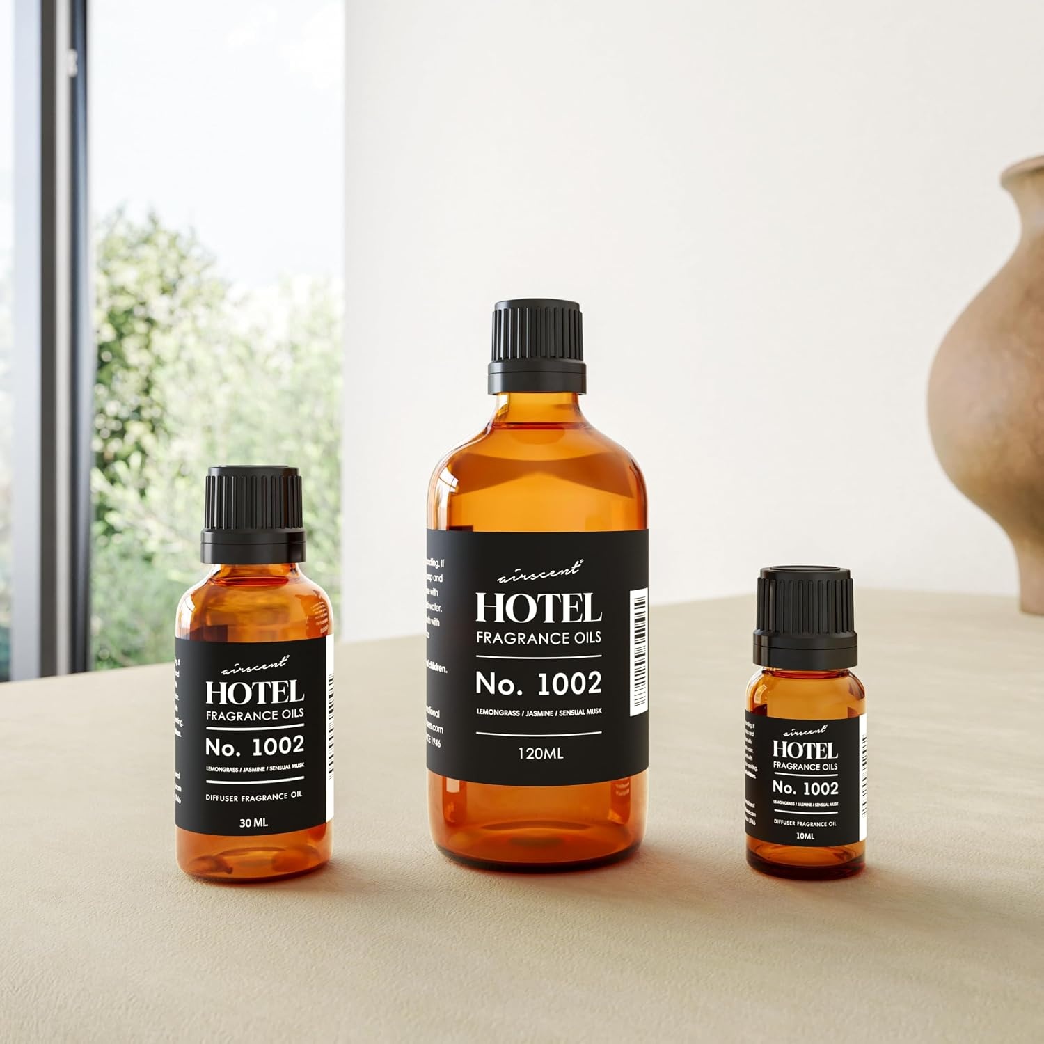 AirScent Hotel Diffuser Oil No. 1002 – Lemongrass Jasmine Amber – 10 mL | Hotel Scent Dupe – Premium Fragrance Oil for Ultrasonic and Waterless Diffusers and Crafting – .34 fl oz Dropper Bottle(4 Fl Oz (Pack of 1))