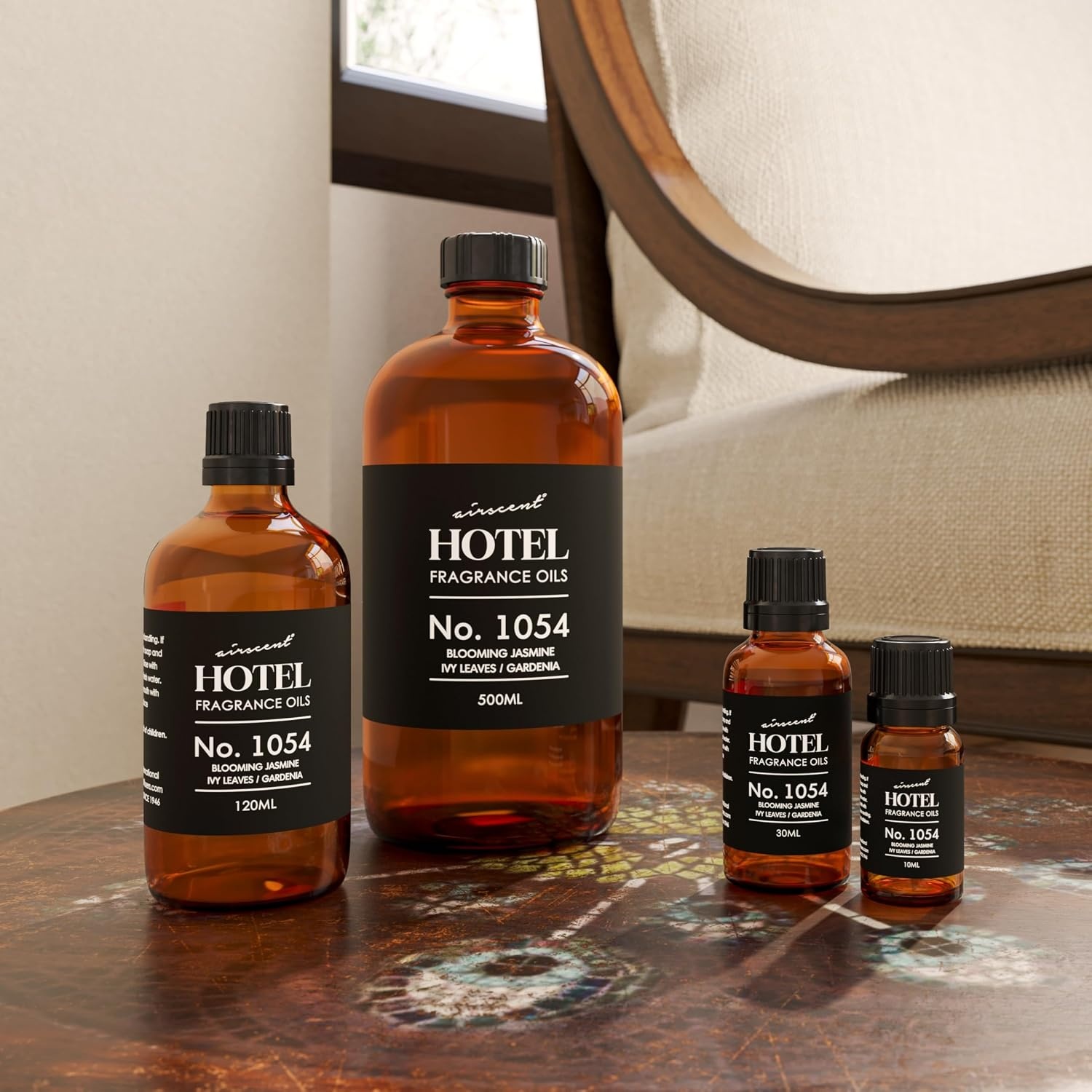 AirScent Essence of Jasmine Hotel Diffuser Oil No. 1054 – Jasmine Ivy Leaves Gardenia – Premium Fragrance Oil for Ultrasonic and Waterless Diffusers and Crafting – 10 mL, 0.34 fl oz Glass Bottle(16.9 Fl Oz (Pack of 1))