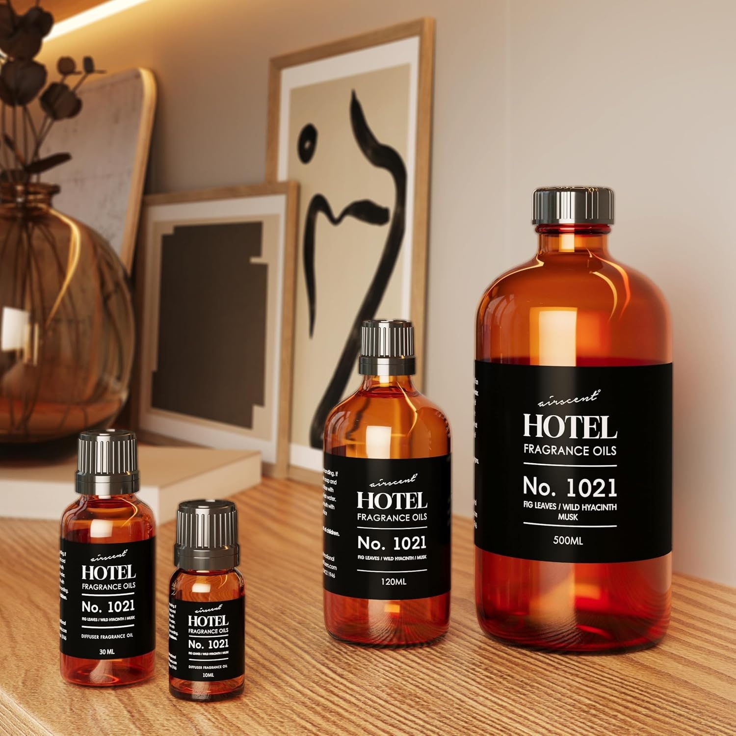 AirScent Hotel Diffuser Oil No. 1021 – Fig Leaves Hyacinth Sandalwood – Hotel Scent Dupe – Premium Fragrance Oil for Ultrasonic and Waterless Diffusers and Crafting – 10 mL, 0.34 fl oz Glass Bottle(0.34 Fl Oz (Pack of 1))