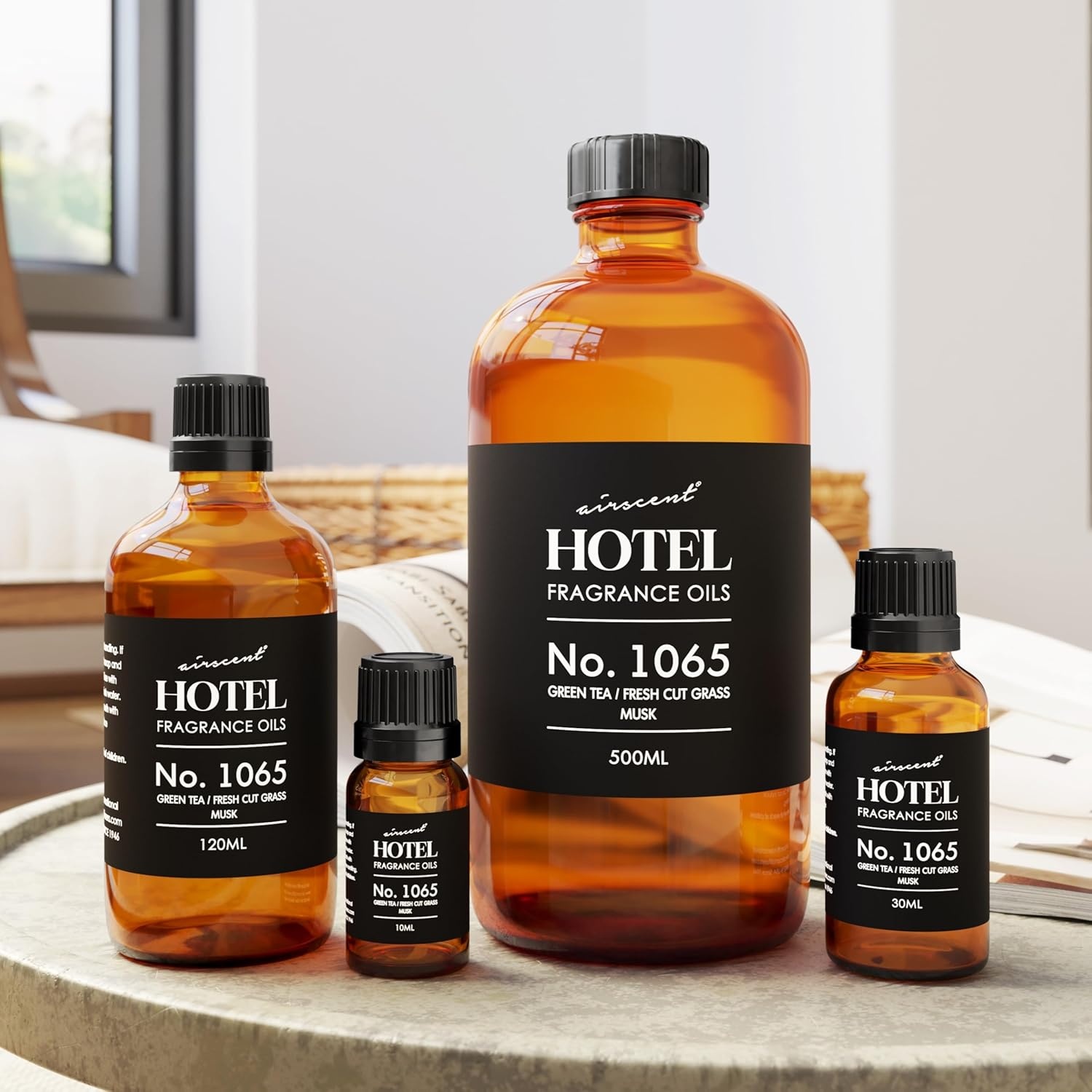 AirScent Hotel Diffuser Oil No. 1065 – Green Tea & Fresh Cut Grass – 10 mL | Premium Fragrance Oil for Ultrasonic and Waterless Diffusers and Crafting – 0.34 fl oz Dropper Bottle – Hotel Scent Dupe(1 Fl Oz (Pack of 1))