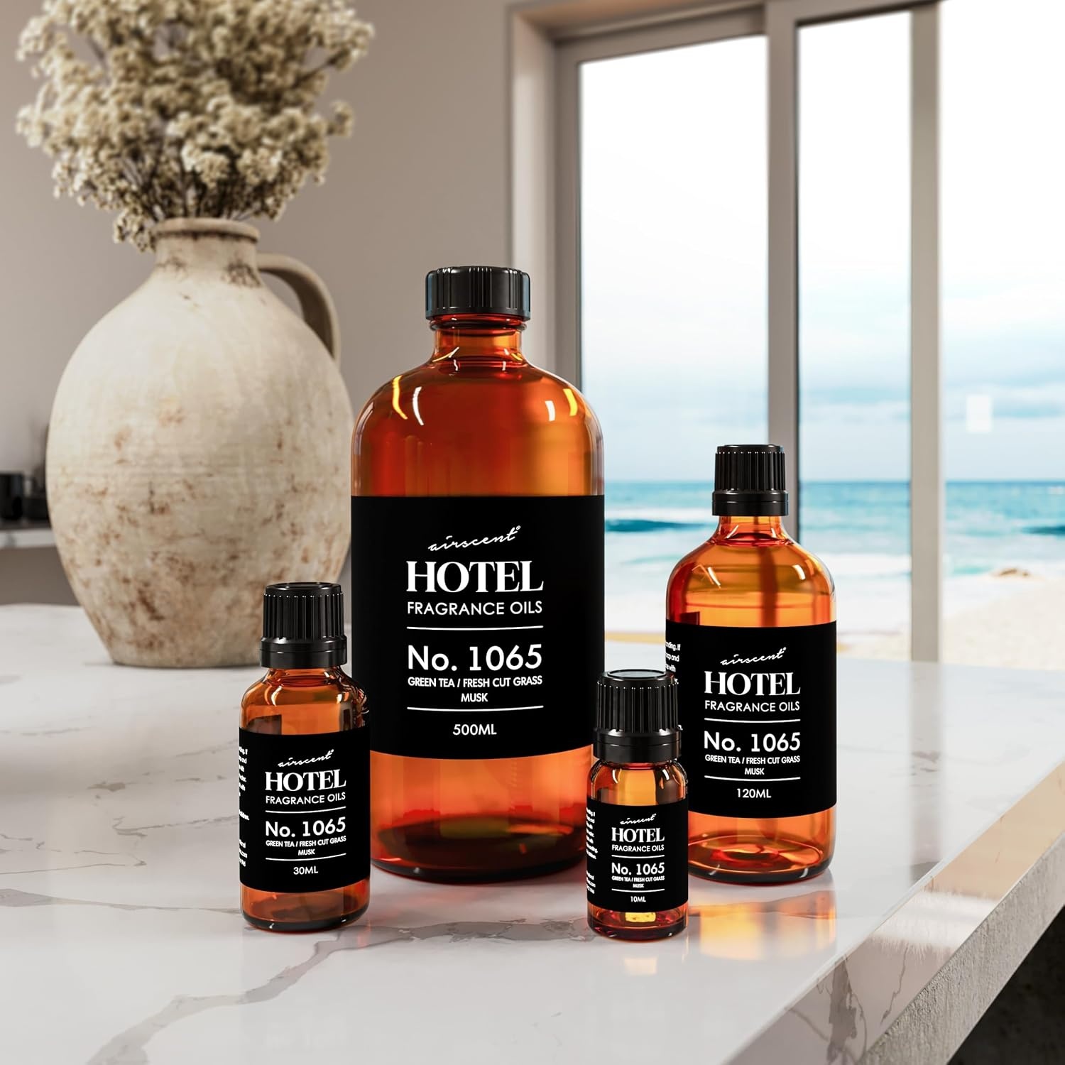 AirScent Hotel Diffuser Oil No. 1065 – Green Tea & Fresh Cut Grass – 10 mL | Premium Fragrance Oil for Ultrasonic and Waterless Diffusers and Crafting – 0.34 fl oz Dropper Bottle – Hotel Scent Dupe(1 Fl Oz (Pack of 1))