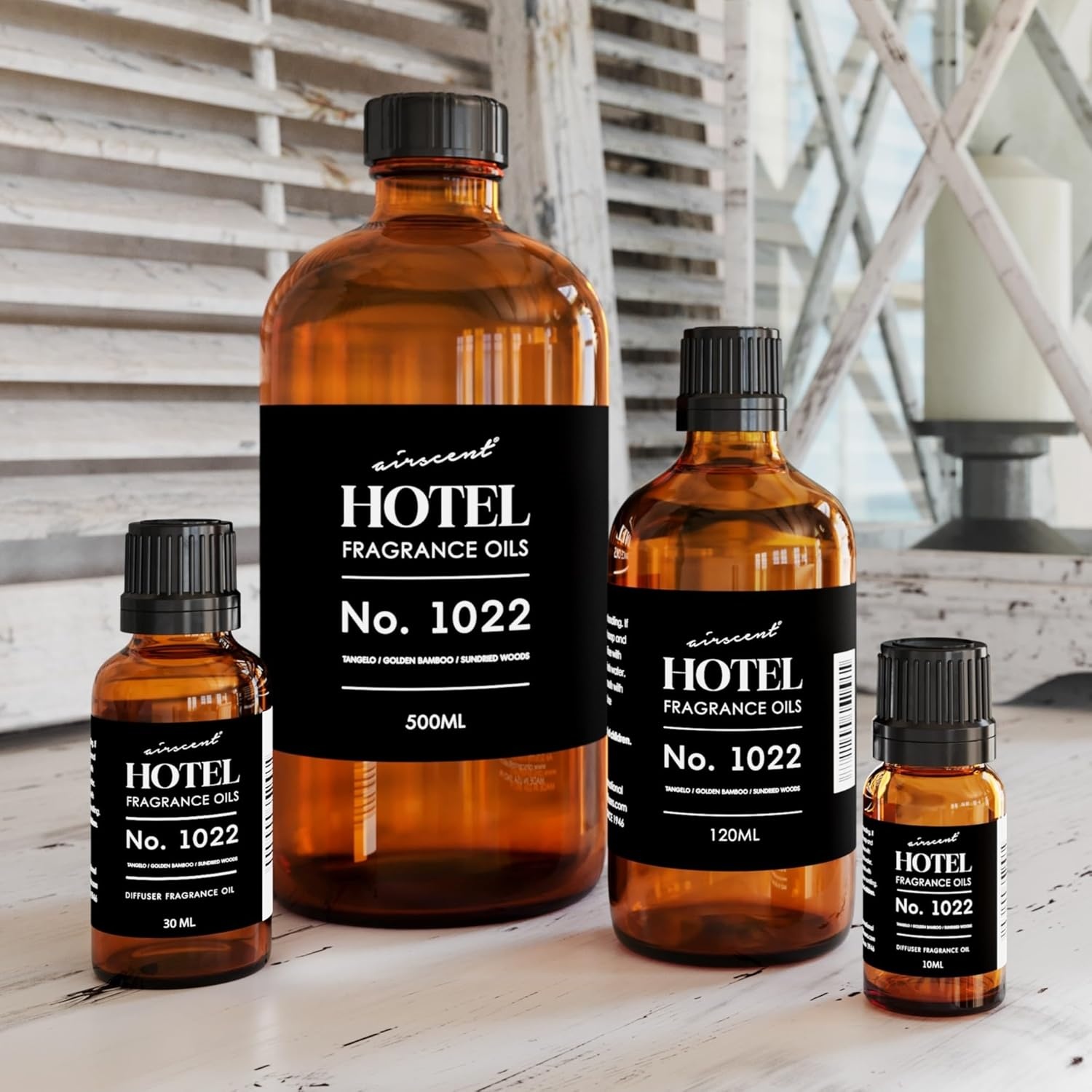 AirScent Hotel Diffuser Oil No. 1022 – Tangelo Golden Bamboo Sundried Woods – Hotel Scent Dupe – Fragrance Oil for Ultrasonic and Waterless Diffusers and Crafting – 10 mL, 0.34 fl oz Glass Bottles(0.34 Fl Oz (Pack of 1))