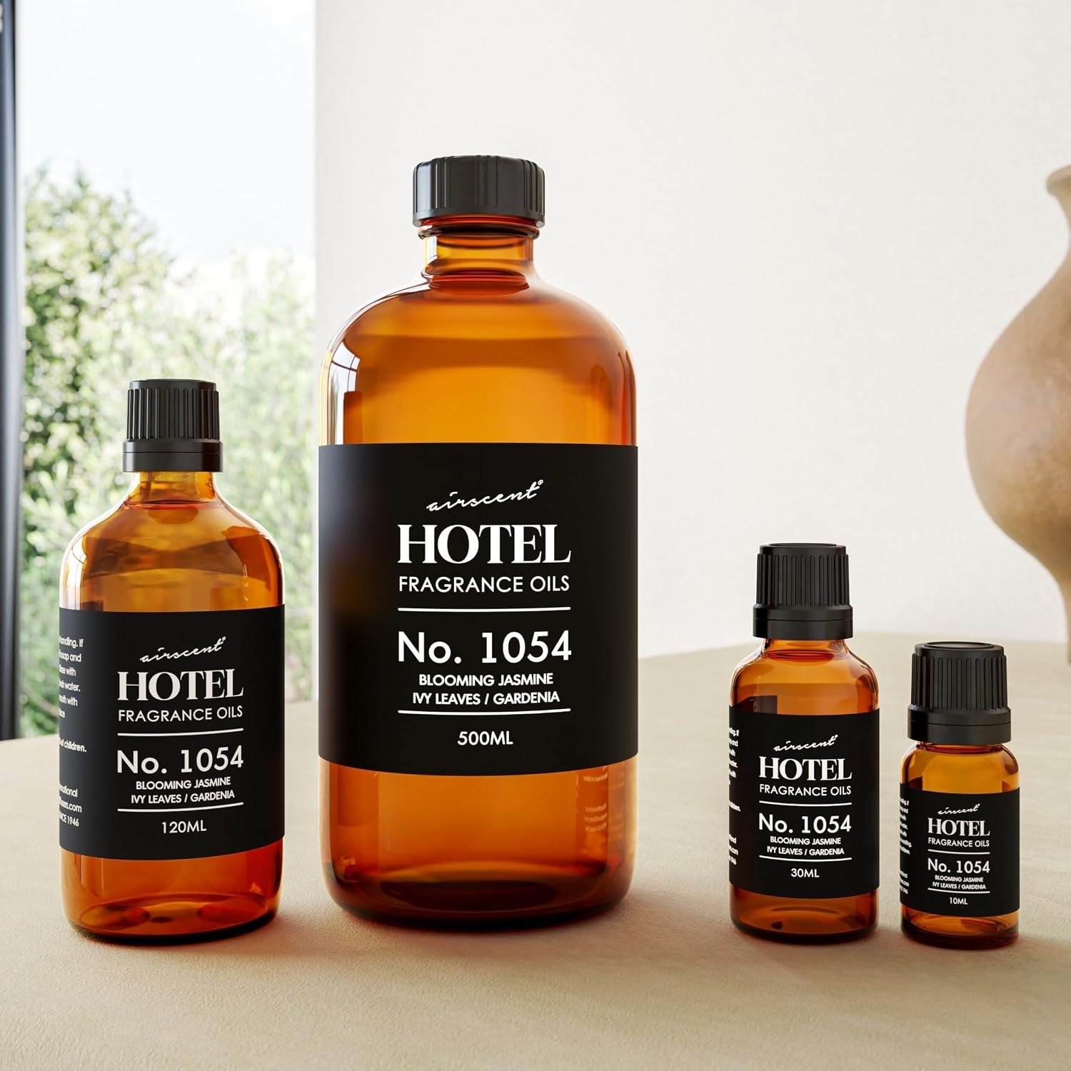 AirScent Essence of Jasmine Hotel Diffuser Oil No. 1054 – Jasmine Ivy Leaves Gardenia – Premium Fragrance Oil for Ultrasonic and Waterless Diffusers and Crafting – 10 mL, 0.34 fl oz Glass Bottle(0.34 Fl Oz (Pack of 1))