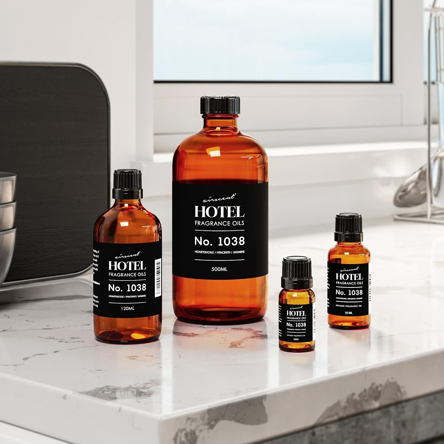 AirScent Hotel Diffuser Oil No. 1038 – Las Vegas Hotel Spa Scent Dupe – Premium Fragrance Oil for Ultrasonic and Waterless Diffusers and Crafting – 10 mL, 0.34 fl oz Glass Dropper Bottle(0.34 Fl Oz (Pack of 1))