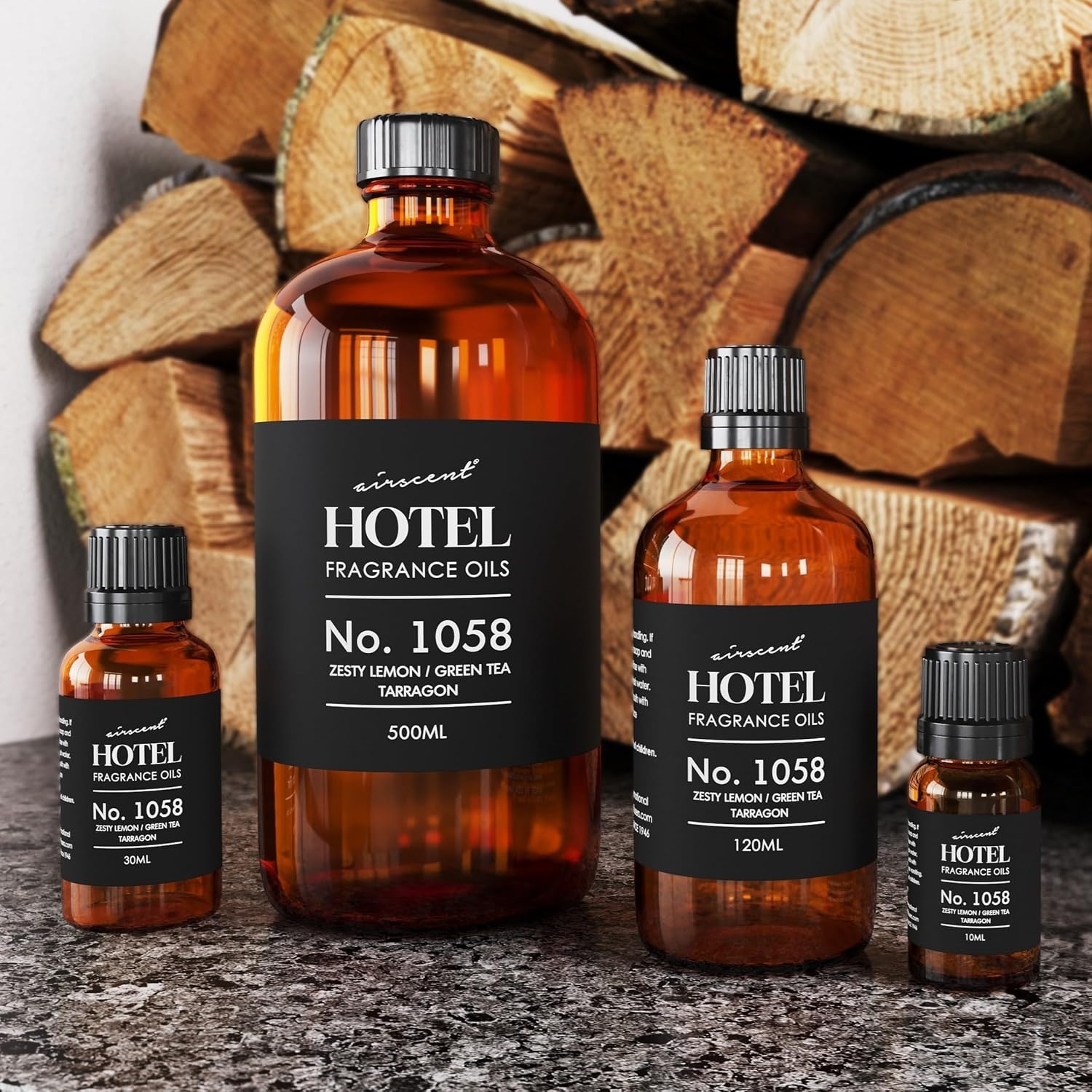 AirScent Hotel Diffuser Oil No. 1058 – Shiso Tea Inspired – Lemon Green Tea Tarragon – Fragrance Oil for Ultrasonic and Waterless Diffusers and Crafting – 10 mL, 0.34 fl oz Glass Bottle(4 Fl Oz (Pack of 1))