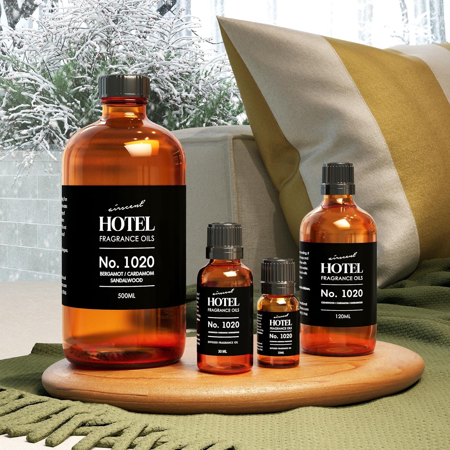 AirScent Hotel Diffuser Oil No. 1020 – Bergamot Cardamom Sandalwood – Hotel Scent Dupe – Premium Fragrance Oil for Ultrasonic and Waterless Diffusers and Crafting – 10 mL, 0.34 fl oz Glass Bottle(16.9 Fl Oz (Pack of 1))