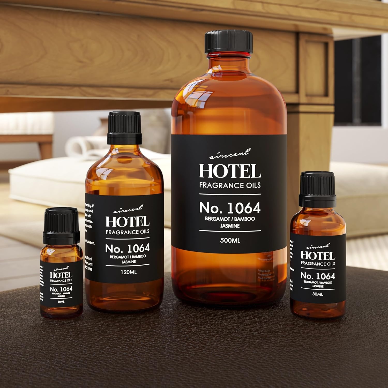 AirScent Hotel Diffuser Oil No. 1064 – Bergamot Bamboo Jasmine – Premium Fragrance Oil for Ultrasonic and Waterless Diffusers and Crafting – 10 mL, 0.34 fl oz Glass Dropper Bottle(0.34 Fl Oz (Pack of 1))