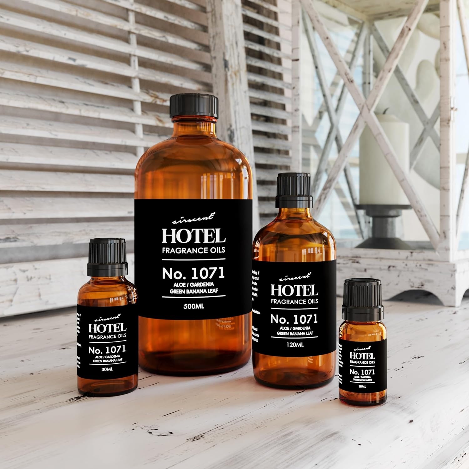 AirScent Hotel Diffuser Oil No. 1071 – Aloe, Gardenia, Green Banana Leaf – Premium Fragrance Oil for Ultrasonic and Waterless Diffusers and Crafting – 10 mL, 0.34 fl oz Glass Dropper Bottle(1 Fl Oz (Pack of 1))