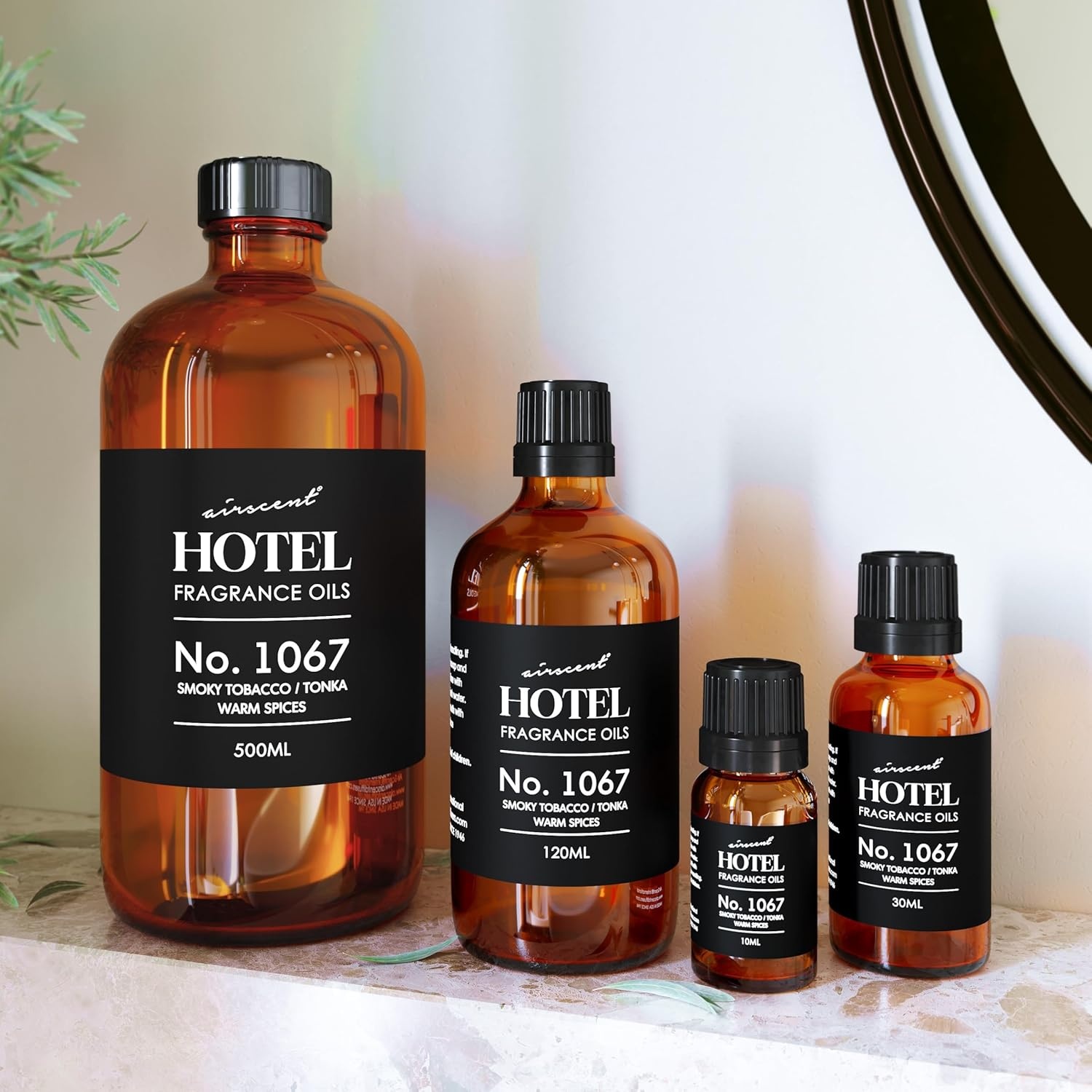 AirScent Hotel Diffuser Oil No. 1067 – Smoky Tobacco, Tonka, Warm Spices – Premium Fragrance Oil for Ultrasonic and Waterless Diffusers and Crafting – 10 mL, 0.34 fl oz Glass Dropper Bottle(4 Fl Oz (Pack of 1))
