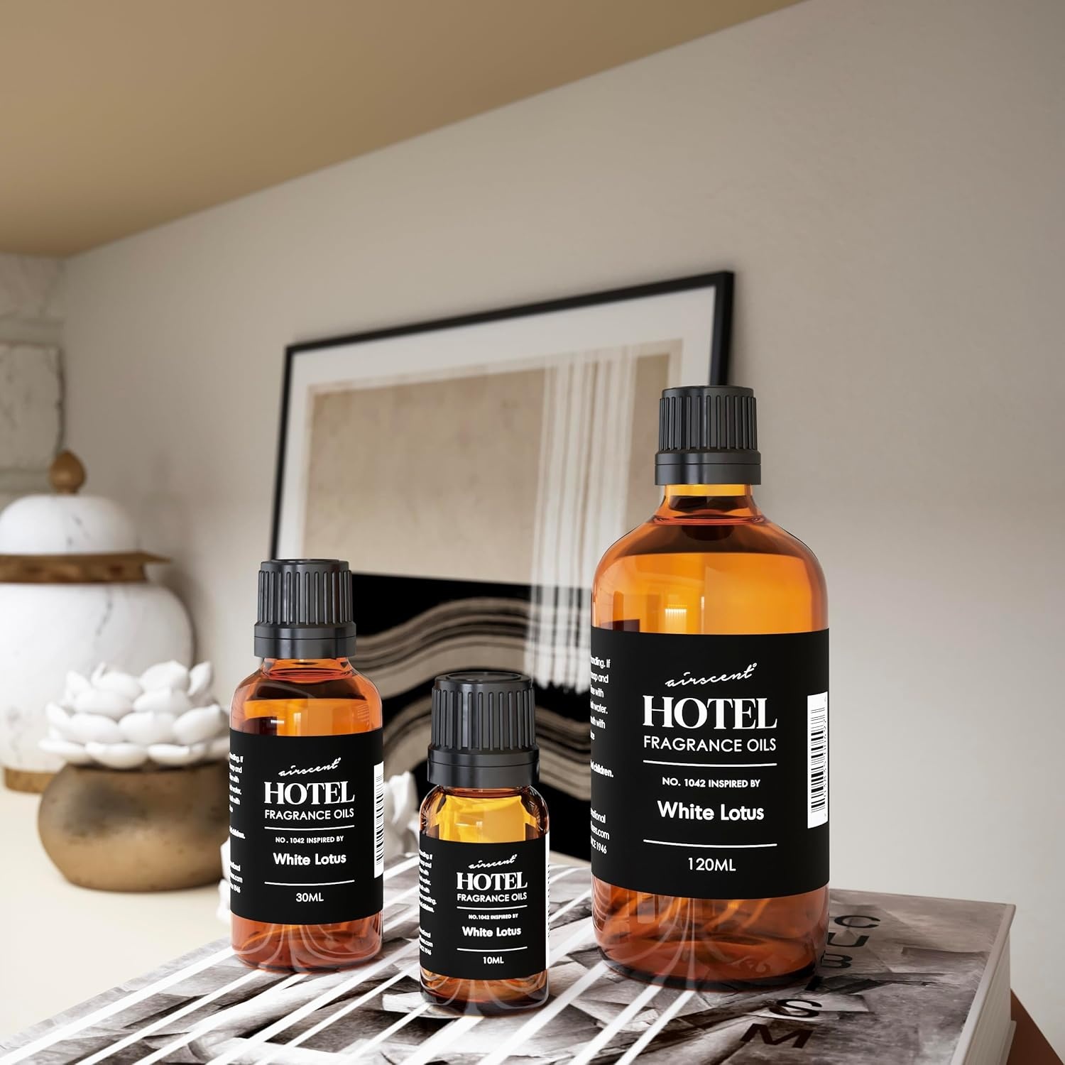 AirScent Hotel Diffuser Oil No. 1042 Inspired by The White Lotus Hotel Scent – Premium Fragrance Oil for Ultrasonic and Waterless Diffusers and Crafting – 10 mL, 0.34 fl oz Glass Bottle with Dropper(1 Fl Oz (Pack of 1))