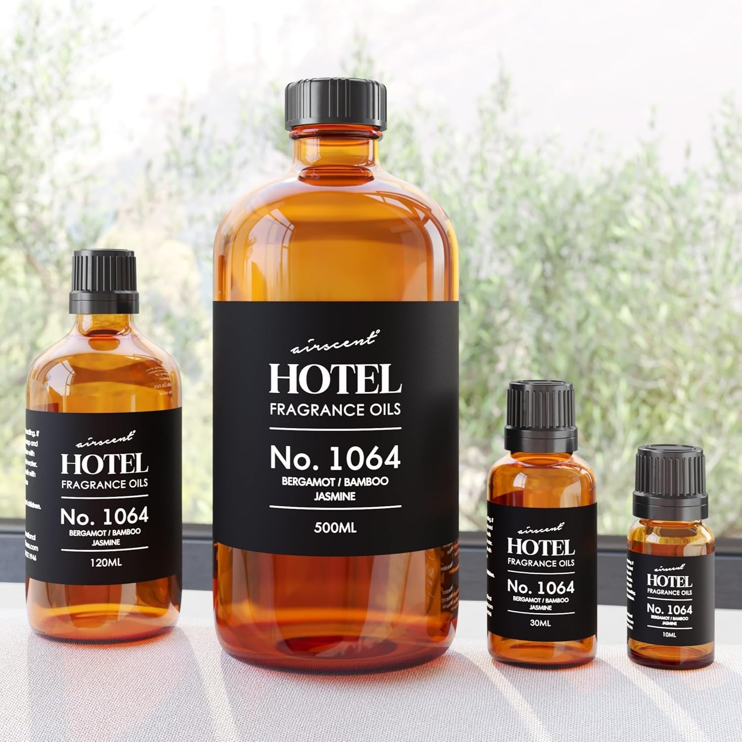 AirScent Hotel Diffuser Oil No. 1064 – Bergamot Bamboo Jasmine – Premium Fragrance Oil for Ultrasonic and Waterless Diffusers and Crafting – 10 mL, 0.34 fl oz Glass Dropper Bottle(1 Fl Oz (Pack of 1))