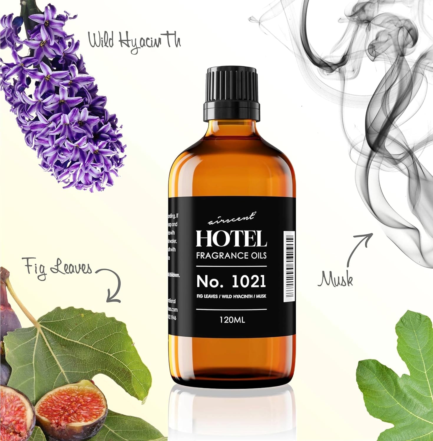 AirScent Hotel Diffuser Oil No. 1021 – Fig Leaves Hyacinth Sandalwood – Hotel Scent Dupe – Premium Fragrance Oil for Ultrasonic and Waterless Diffusers and Crafting – 10 mL, 0.34 fl oz Glass Bottle(1 Fl Oz (Pack of 1))