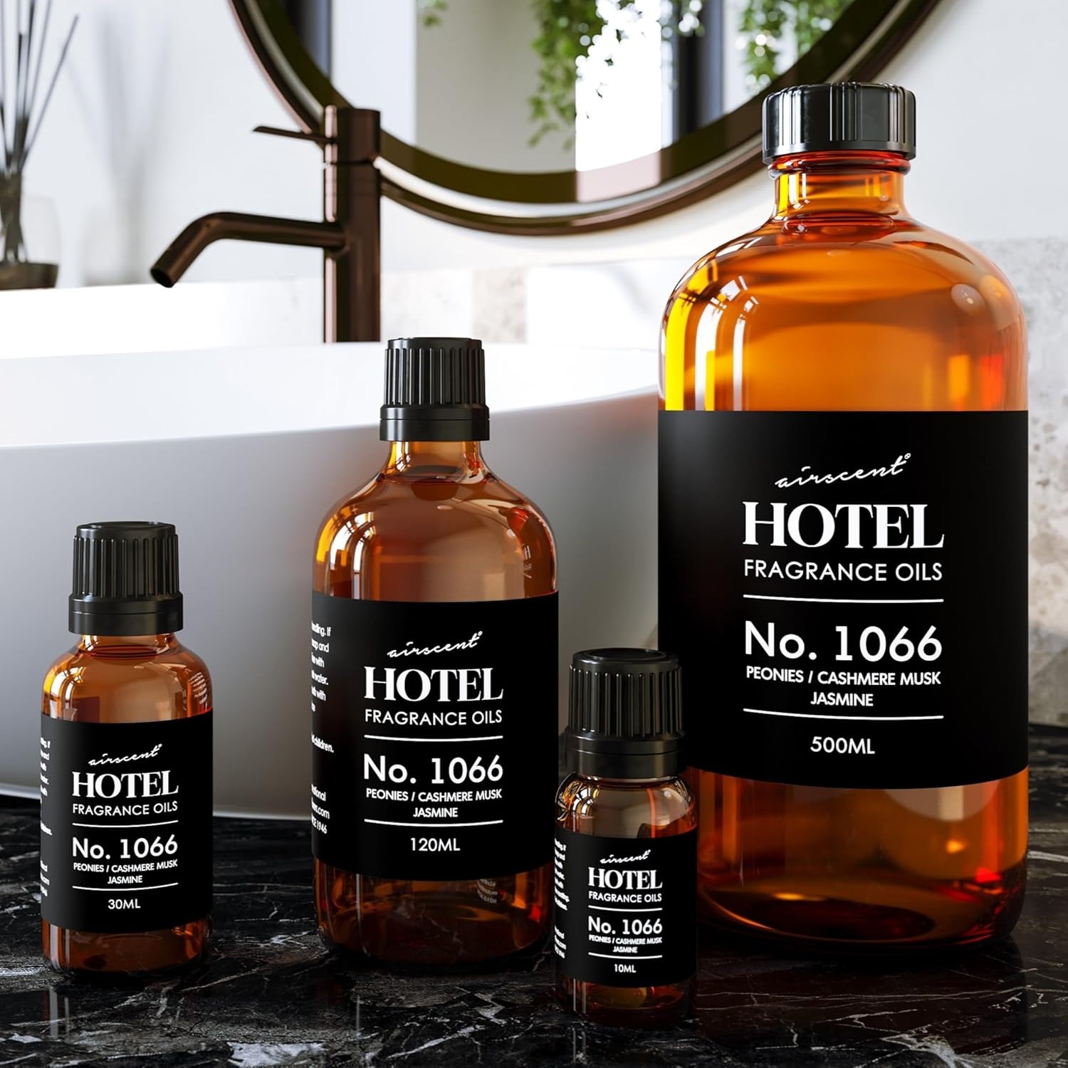 AirScent Hotel Diffuser Oil No. 1066 – Peonies Cashmere Jasmine – 10 mL | Premium Fragrance Oil for Ultrasonic and Waterless Diffusers and Crafting – 0.34 fl oz Glass Dropper Bottle(0.34 Fl Oz (Pack of 1))