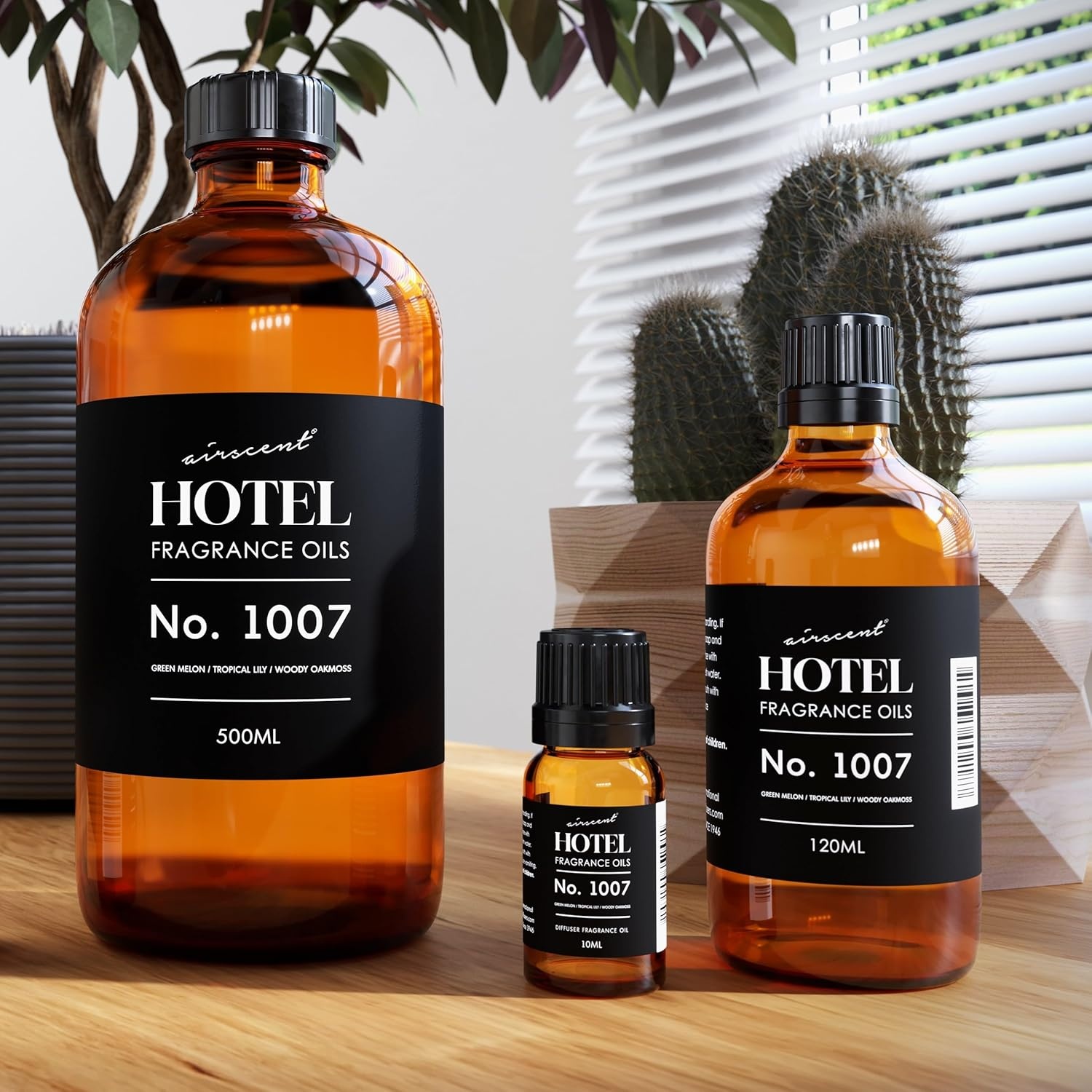 AirScent Hotel Diffuser Oil No. 1007 – Green Melon Lily Oakmoss – 10 mL | Hotel Scent Dupe Premium Fragrance Oil for Ultrasonic and Waterless Diffusers and Crafting – 1 fl oz Glass Dropper Bottle(16.9 Fl Oz (Pack of 1))