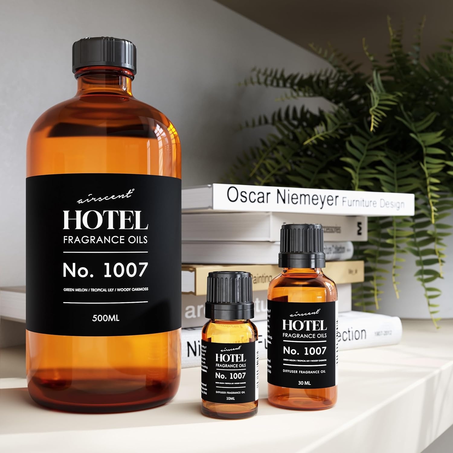 AirScent Hotel Diffuser Oil No. 1007 – Green Melon Lily Oakmoss – 10 mL | Hotel Scent Dupe Premium Fragrance Oil for Ultrasonic and Waterless Diffusers and Crafting – 1 fl oz Glass Dropper Bottle(16.9 Fl Oz (Pack of 1))
