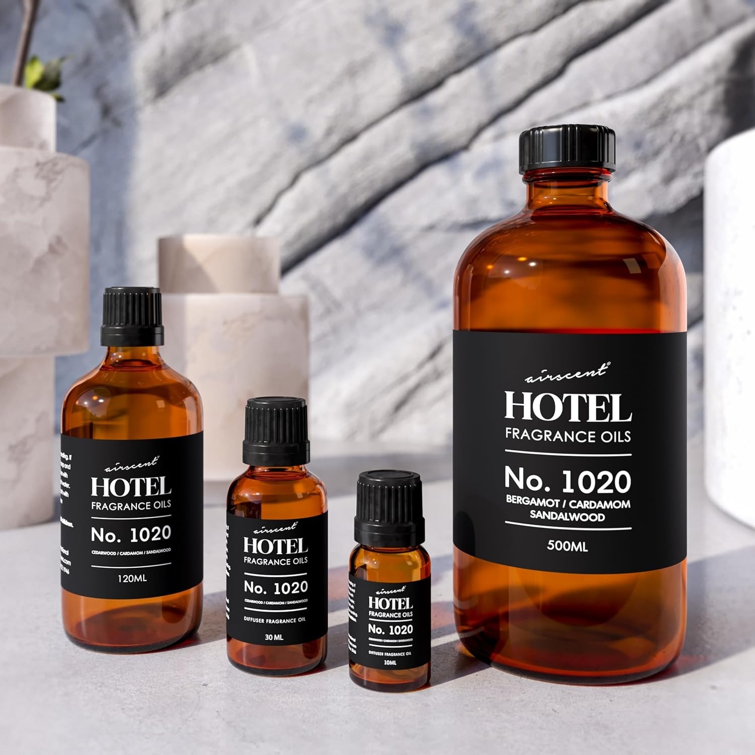 AirScent Hotel Diffuser Oil No. 1020 – Bergamot Cardamom Sandalwood – Hotel Scent Dupe – Premium Fragrance Oil for Ultrasonic and Waterless Diffusers and Crafting – 10 mL, 0.34 fl oz Glass Bottle(0.34 Fl Oz (Pack of 1))