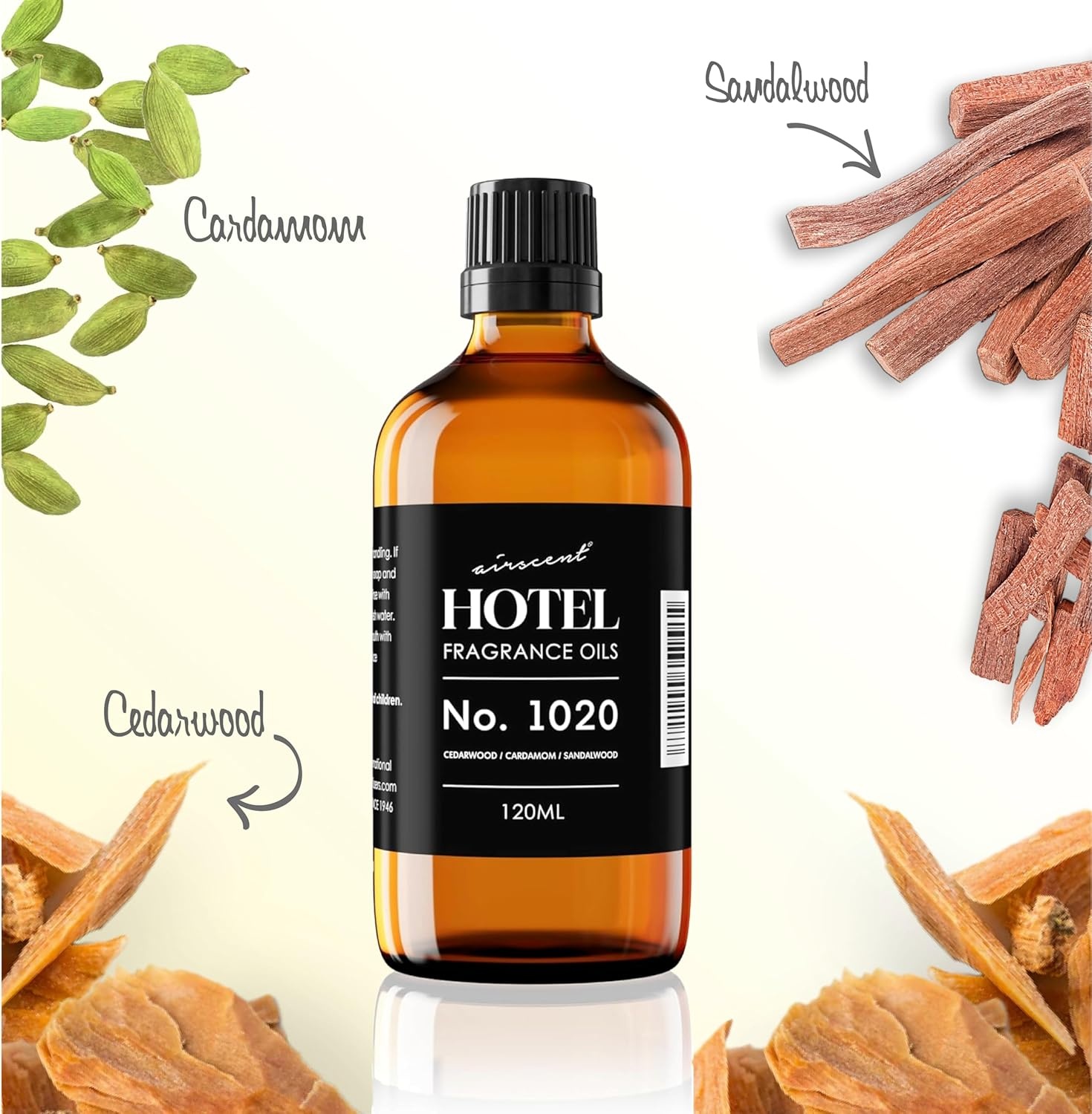 AirScent Hotel Diffuser Oil No. 1020 – Bergamot Cardamom Sandalwood – Hotel Scent Dupe – Premium Fragrance Oil for Ultrasonic and Waterless Diffusers and Crafting – 10 mL, 0.34 fl oz Glass Bottle(0.34 Fl Oz (Pack of 1))