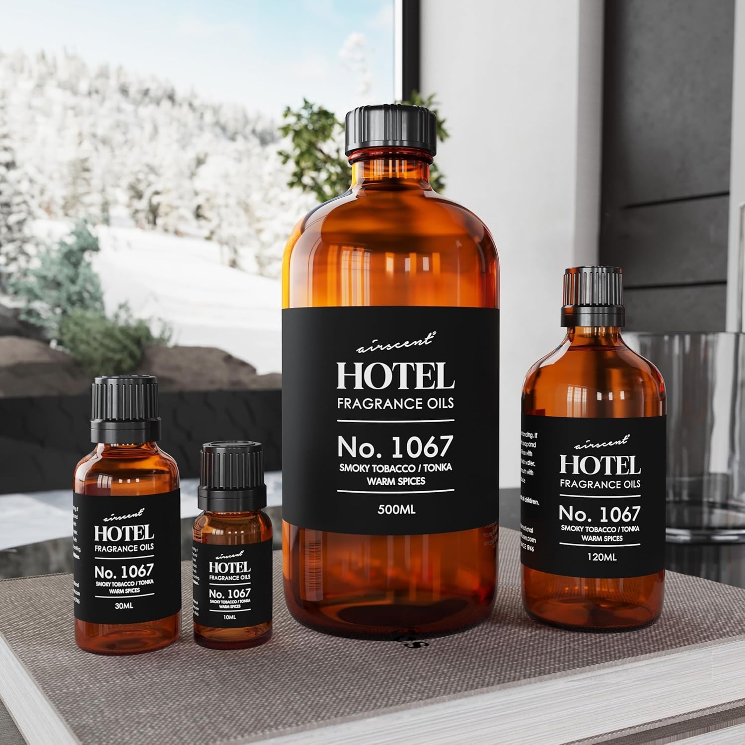AirScent Hotel Diffuser Oil No. 1067 – Smoky Tobacco, Tonka, Warm Spices – Premium Fragrance Oil for Ultrasonic and Waterless Diffusers and Crafting – 10 mL, 0.34 fl oz Glass Dropper Bottle(0.34 Fl Oz (Pack of 1))