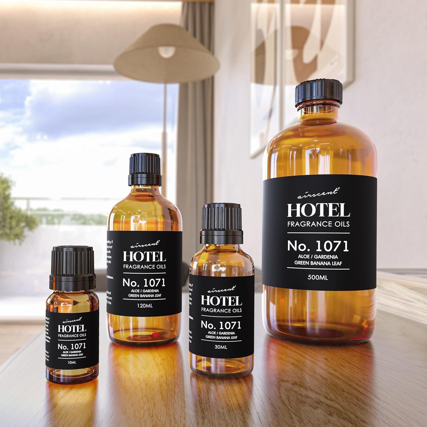 AirScent Hotel Diffuser Oil No. 1071 – Aloe, Gardenia, Green Banana Leaf – Premium Fragrance Oil for Ultrasonic and Waterless Diffusers and Crafting – 10 mL, 0.34 fl oz Glass Dropper Bottle(16.9 Fl Oz (Pack of 1))