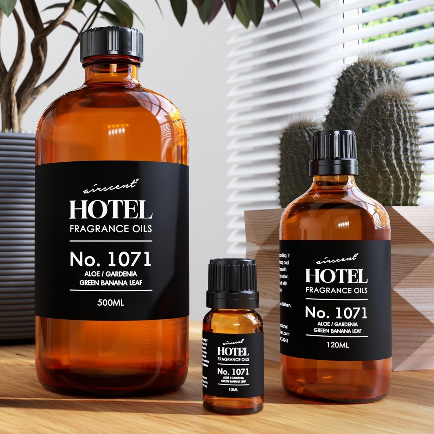 AirScent Hotel Diffuser Oil No. 1071 – Aloe, Gardenia, Green Banana Leaf – Premium Fragrance Oil for Ultrasonic and Waterless Diffusers and Crafting – 10 mL, 0.34 fl oz Glass Dropper Bottle(16.9 Fl Oz (Pack of 1))