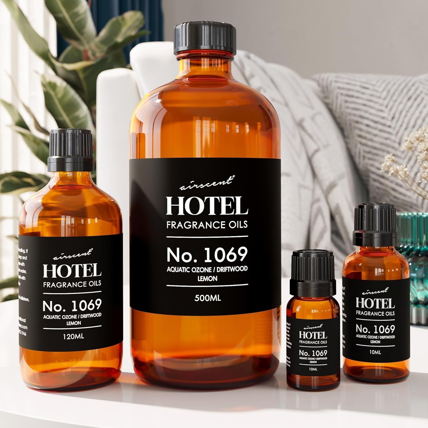 AirScent Hotel Diffuser Oil No. 1069 – Aquatic Ozone, Driftwood, Lemon – Premium Fragrance Oil for Ultrasonic and Waterless Diffusers and Crafting – 10 mL, 0.34 fl oz Glass Dropper Bottle(1 Fl Oz (Pack of 1))