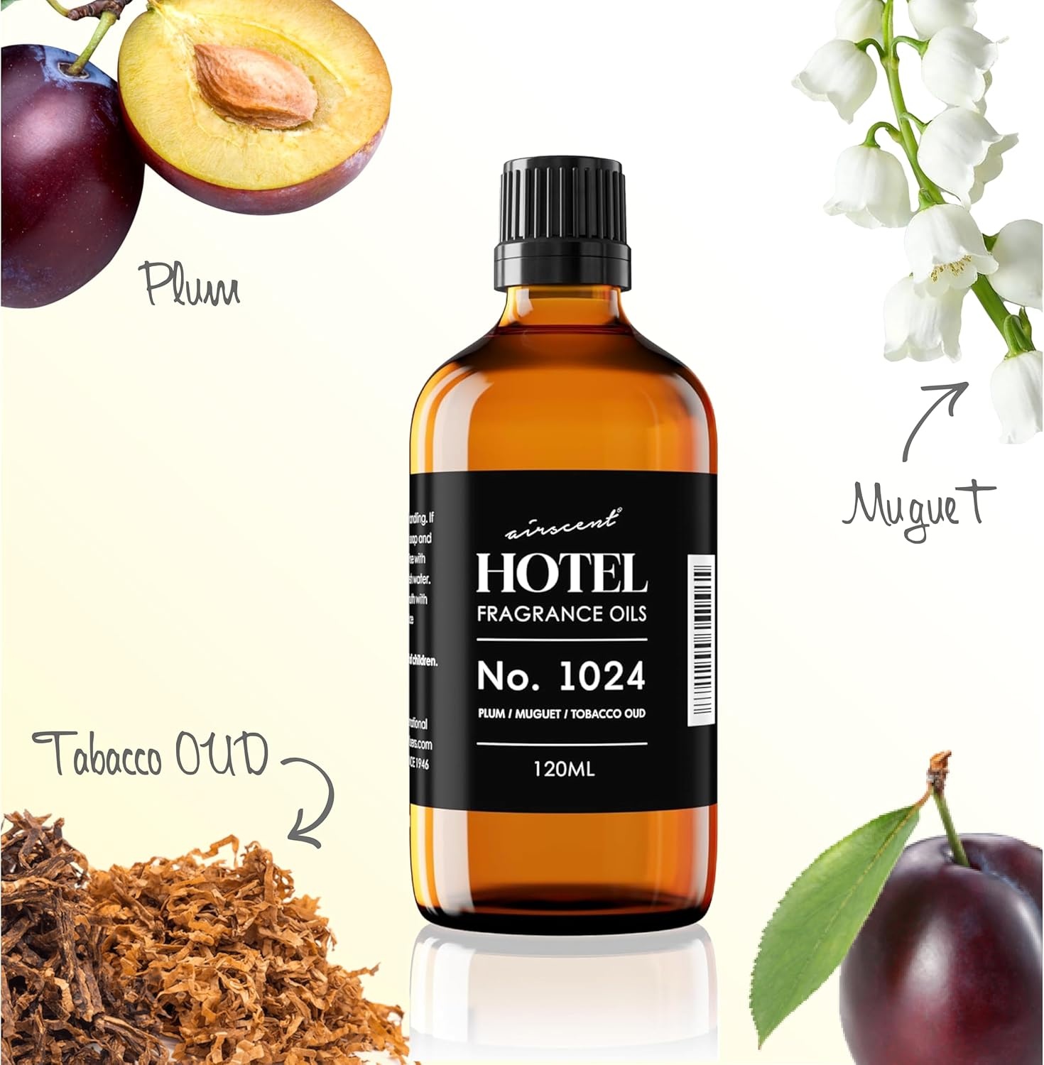 AirScent Hotel Diffuser Oil No. 1024 Inspired by JW M Hotel – Plum Muguet Tobacco Oud – Hotel Scent Dupe – Premium Fragrance Oil for Ultrasonic and Waterless Diffusers and Crafting – 10 ml, 0.34 fl oz(16.9 Fl Oz (Pack of 1))