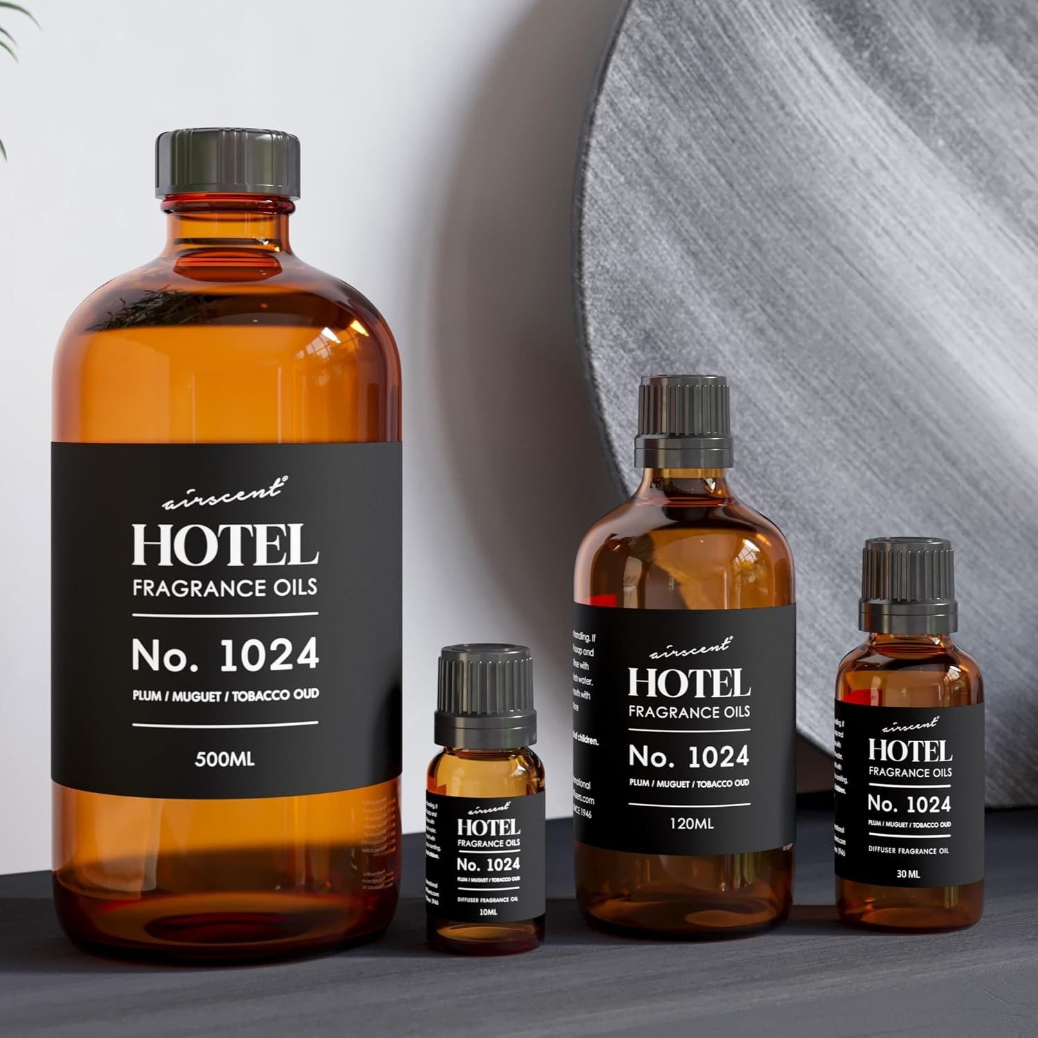 AirScent Hotel Diffuser Oil No. 1024 Inspired by JW M Hotel – Plum Muguet Tobacco Oud – Hotel Scent Dupe – Premium Fragrance Oil for Ultrasonic and Waterless Diffusers and Crafting – 10 ml, 0.34 fl oz(16.9 Fl Oz (Pack of 1))