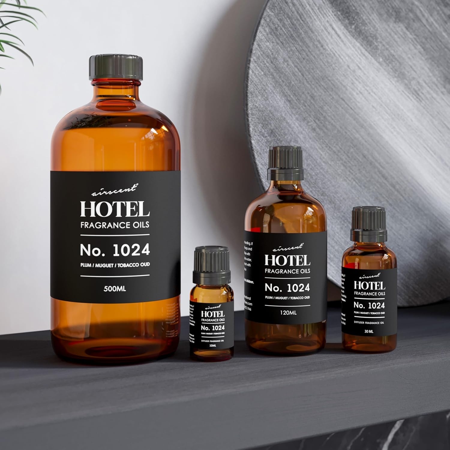AirScent Hotel Diffuser Oil No. 1024 Inspired by JW M Hotel – Plum Muguet Tobacco Oud – Hotel Scent Dupe – Premium Fragrance Oil for Ultrasonic and Waterless Diffusers and Crafting – 10 ml, 0.34 fl oz(1 Fl Oz (Pack of 1))