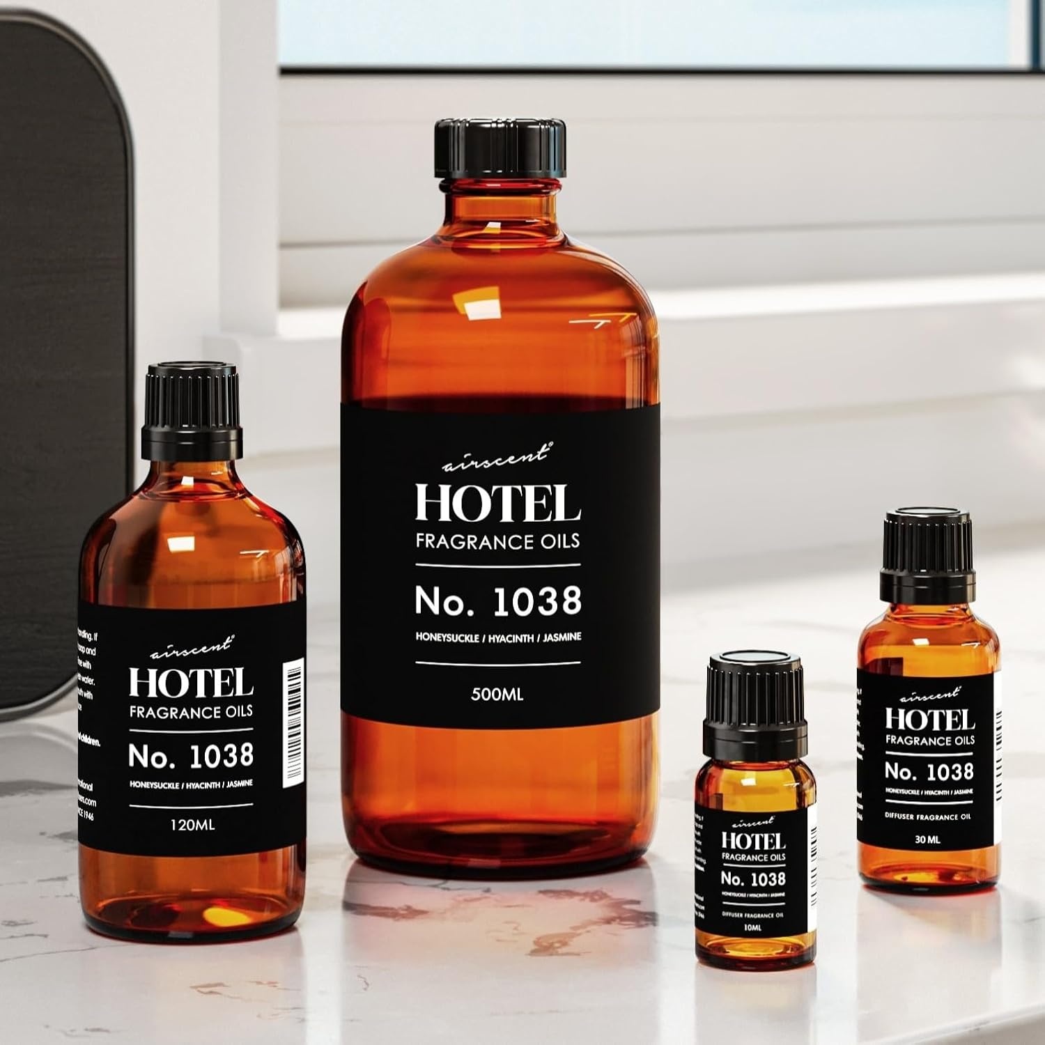AirScent Hotel Diffuser Oil No. 1038 – Las Vegas Hotel Spa Scent Dupe – Premium Fragrance Oil for Ultrasonic and Waterless Diffusers and Crafting – 10 mL, 0.34 fl oz Glass Dropper Bottle(1 Fl Oz (Pack of 1))