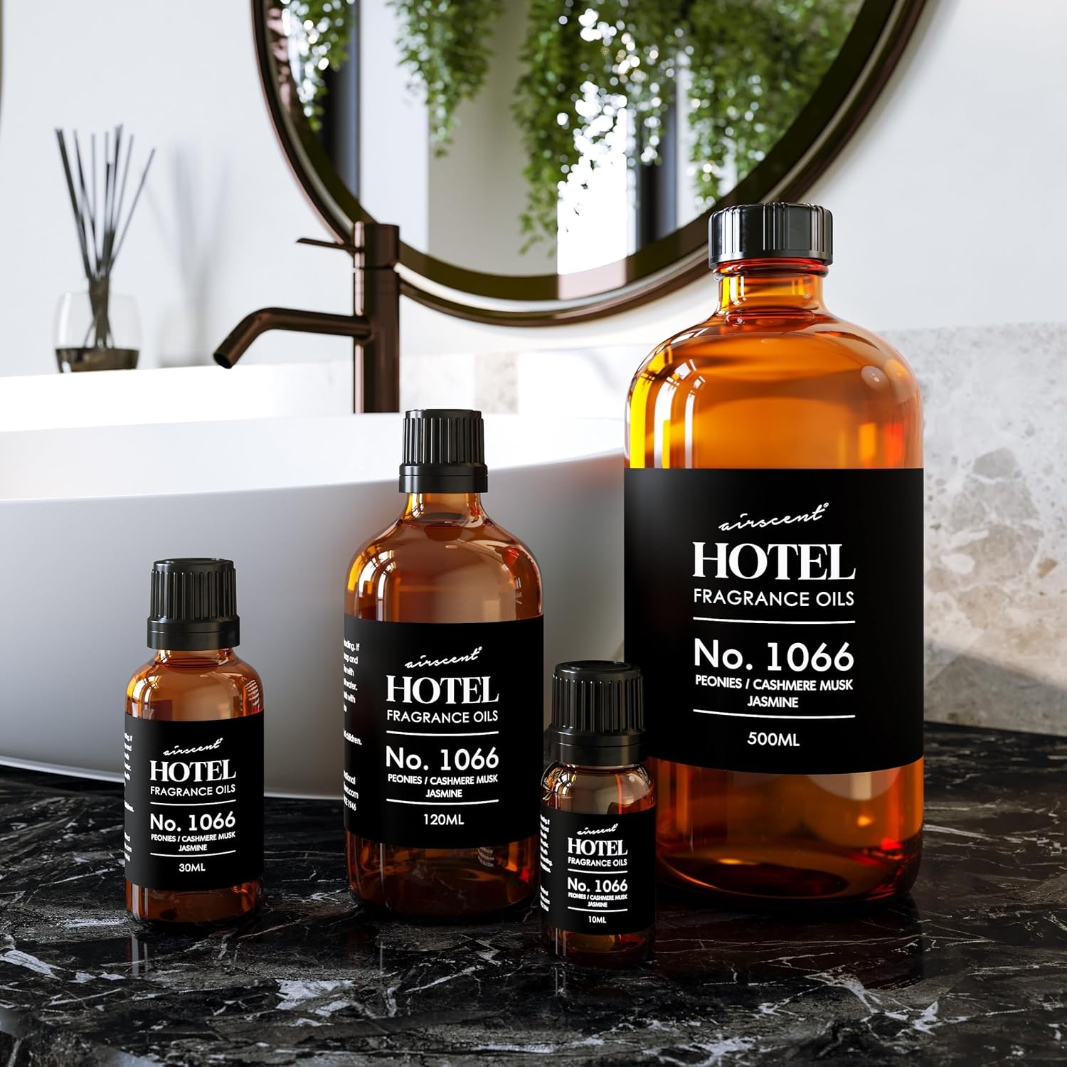 AirScent Hotel Diffuser Oil No. 1066 – Peonies Cashmere Jasmine – 10 mL | Premium Fragrance Oil for Ultrasonic and Waterless Diffusers and Crafting – 0.34 fl oz Glass Dropper Bottle(1 Fl Oz (Pack of 1))