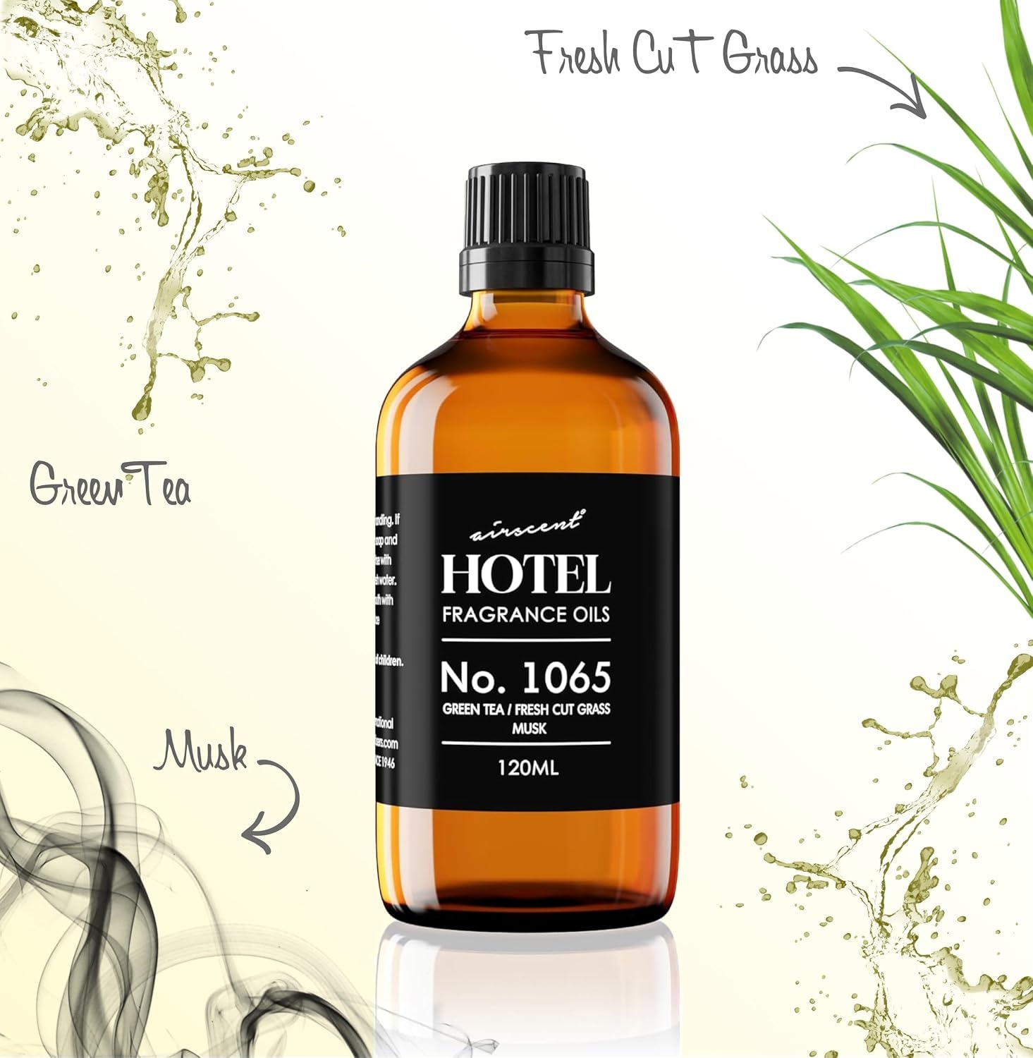 AirScent Hotel Diffuser Oil No. 1065 – Green Tea & Fresh Cut Grass – 10 mL | Premium Fragrance Oil for Ultrasonic and Waterless Diffusers and Crafting – 0.34 fl oz Dropper Bottle – Hotel Scent Dupe(16.9 Fl Oz (Pack of 1))