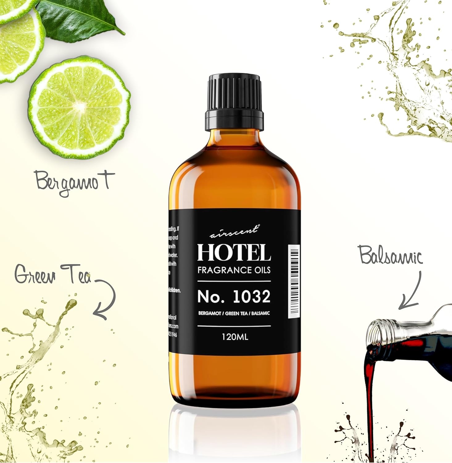 AirScent Hotel Diffuser Oil No. 1032 – Bergamot Green Tea Balsamic Notes – Hotel Scent Dupe – Fragrance Oil for Ultrasonic and Waterless Diffusers and Crafting – 10 mL, 0.34 fl oz Glass Bottle(0.34 Fl Oz (Pack of 1))