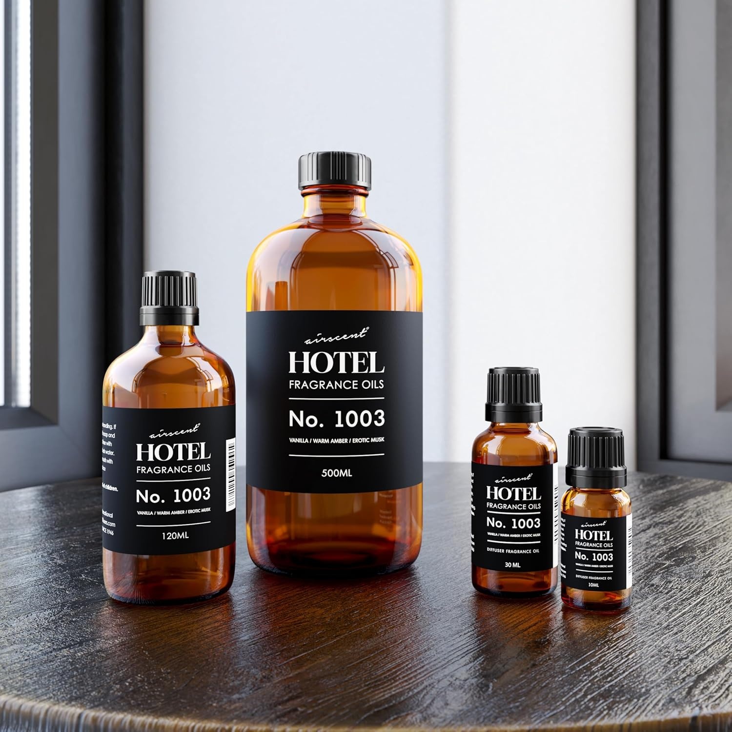 AirScent Hotel Diffuser Oil No. 1003 – Vanilla Warm Amber Musk – 10 mL | Asian Garden Hotel Scent – Premium Fragrance Oil for Ultrasonic and Waterless Diffusers and Crafting – .34 fl oz Bottle(16.9 Fl Oz (Pack of 1))
