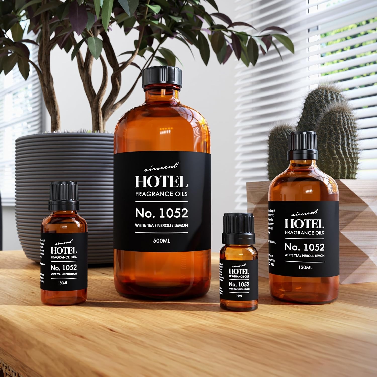 AirScent White Tea Harmony Hotel Diffuser Oil No. 1052 – White Tea Neroli Lemon – Fragrance Oil for Ultrasonic and Waterless Diffusers and Crafting – 10 mL, 0.34 fl oz Glass Bottle(16.9 Fl Oz (Pack of 1))