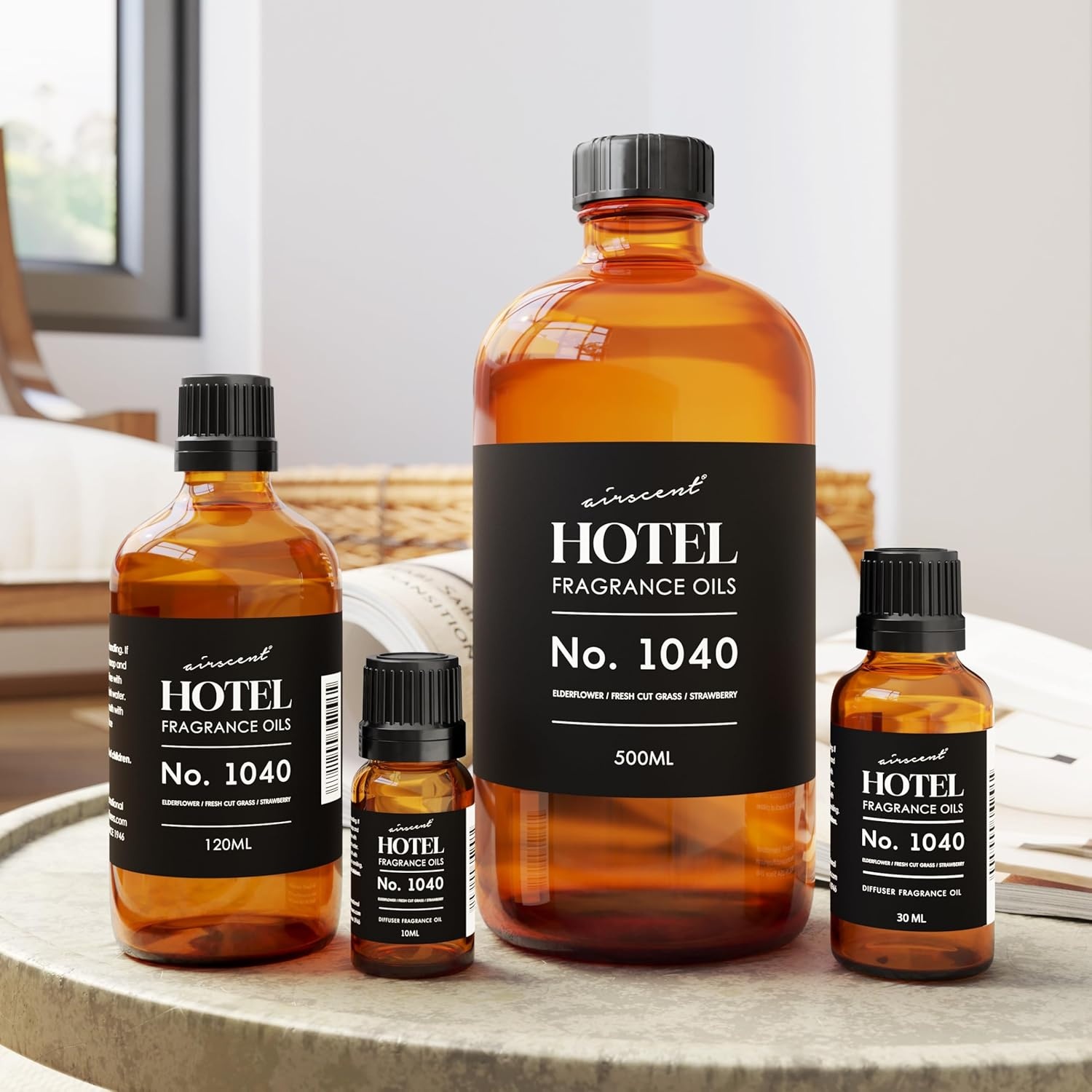 AirScent Central Park Hotel Diffuser Oil No. 1040 – Elderflower Fresh Cut Grass Strawberry – Premium Fragrance Oil for Ultrasonic and Waterless Diffusers and Crafting – 10 mL, 0.34 fl oz Bottle(4 Fl Oz (Pack of 1))