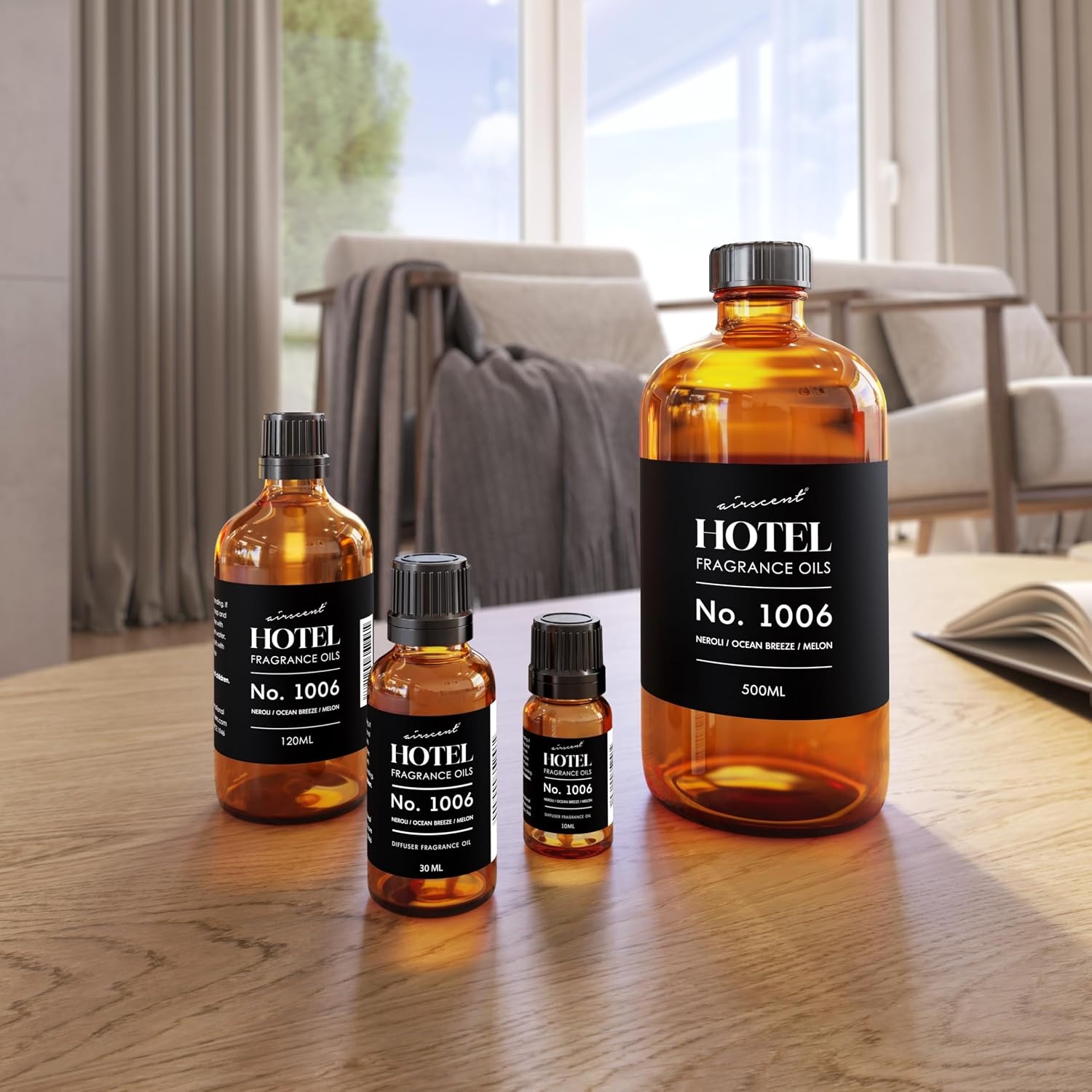 AirScent Hotel Diffuser Oil No. 1006 – Neroli Ocean Breeze Melon – 10 mL | Hotel Scent Dupe – Premium Fragrance Oil for Ultrasonic and Waterless Diffusers and Crafting – .34 fl oz Dropper Bottle(Neroli  Ocean Breeze and Melon)
