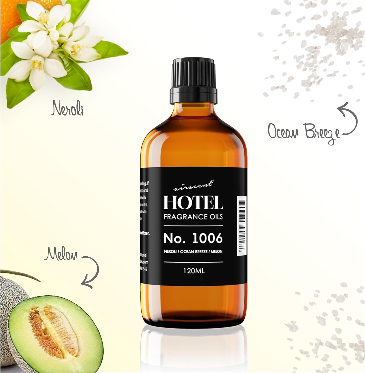 AirScent Hotel Diffuser Oil No. 1006 – Neroli Ocean Breeze Melon – 10 mL | Hotel Scent Dupe – Premium Fragrance Oil for Ultrasonic and Waterless Diffusers and Crafting – .34 fl oz Dropper Bottle(Neroli  Ocean Breeze and Melon)