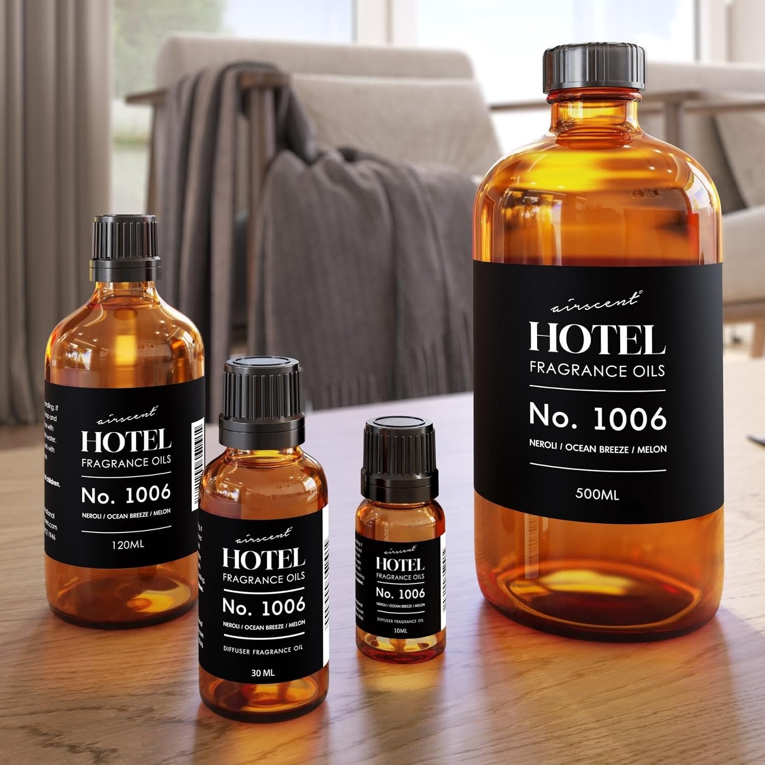 AirScent Hotel Diffuser Oil No. 1006 – Neroli Ocean Breeze Melon – 10 mL | Hotel Scent Dupe – Premium Fragrance Oil for Ultrasonic and Waterless Diffusers and Crafting – .34 fl oz Dropper Bottle(Neroli  Ocean Breeze and Melon)