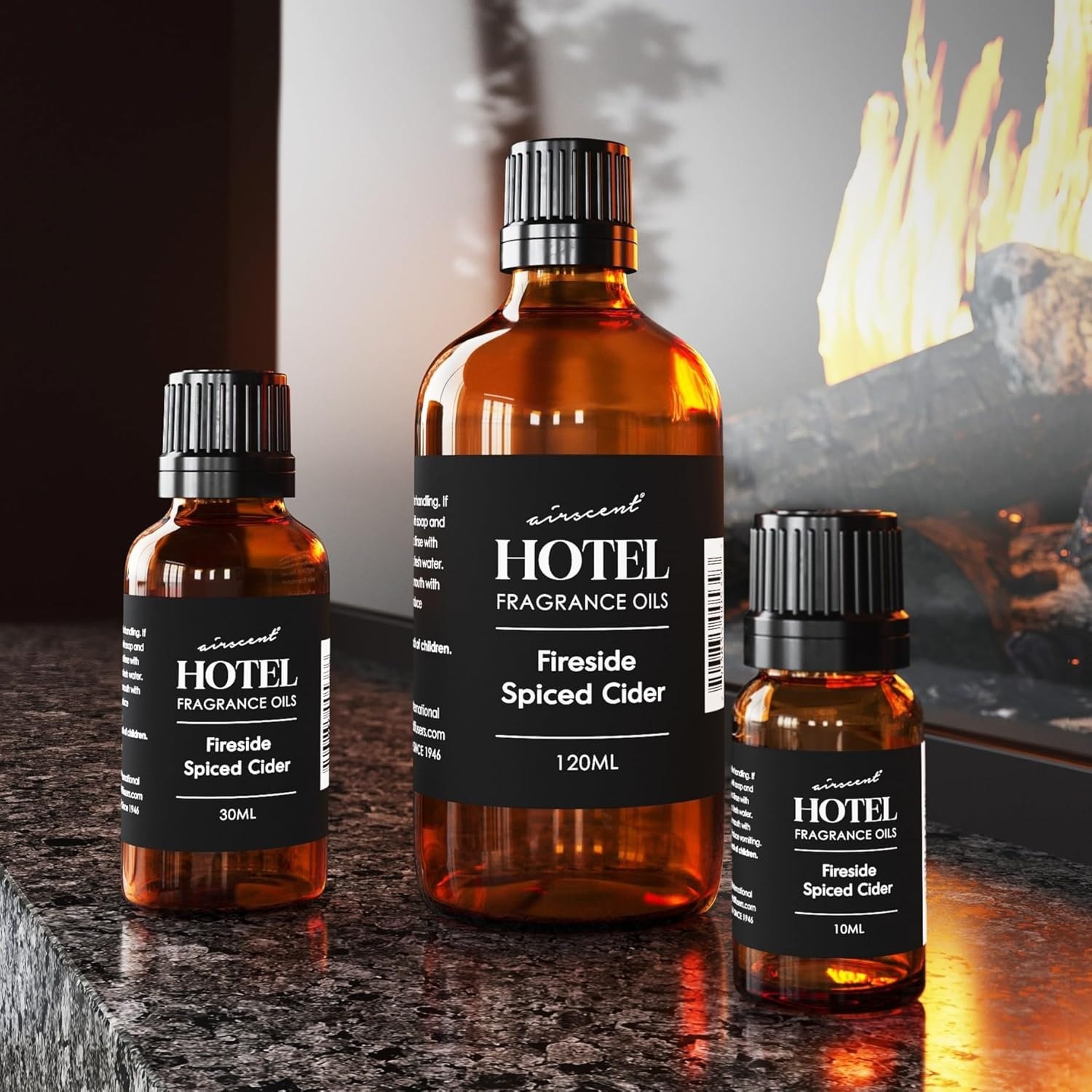 AirScent Fireside Spiced Cider Holiday Diffuser Oil – Premium Cinnamon Apple Fragrance Oil for Ultrasonic and Waterless Diffusers and Crafting – 10ml, .34 fl oz Glass Dropper Bottle(16.9 Fl Oz (Pack of 1))