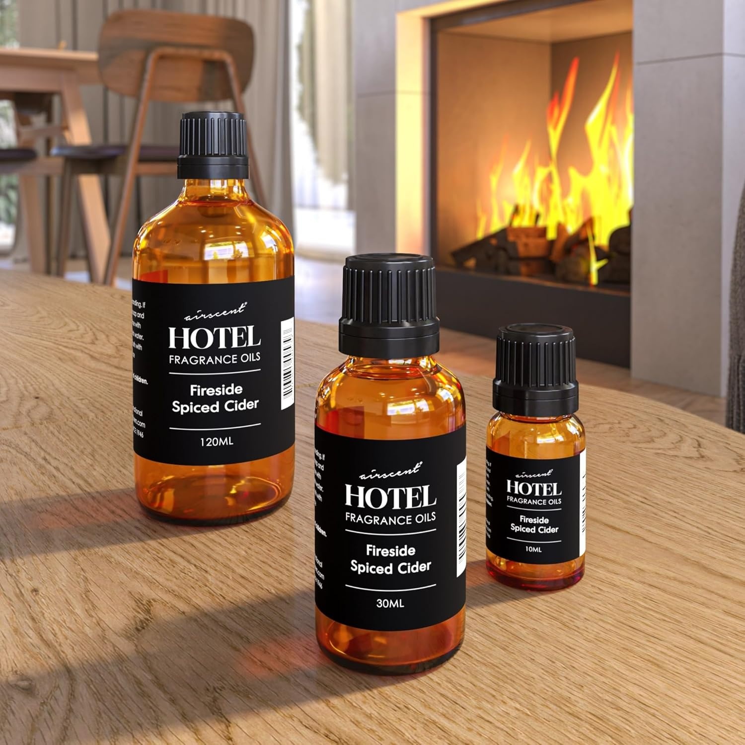 AirScent Fireside Spiced Cider Holiday Diffuser Oil – Premium Cinnamon Apple Fragrance Oil for Ultrasonic and Waterless Diffusers and Crafting – 10ml, .34 fl oz Glass Dropper Bottle(16.9 Fl Oz (Pack of 1))