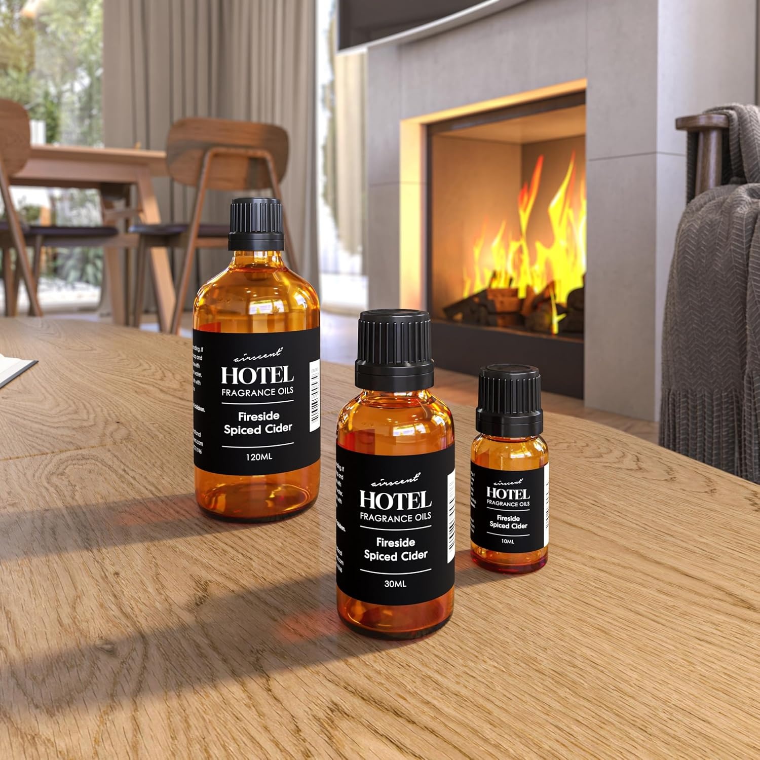 AirScent Fireside Spiced Cider Holiday Diffuser Oil – Premium Cinnamon Apple Fragrance Oil for Ultrasonic and Waterless Diffusers and Crafting – 10ml, .34 fl oz Glass Dropper Bottle(4 Fl Oz (Pack of 1))