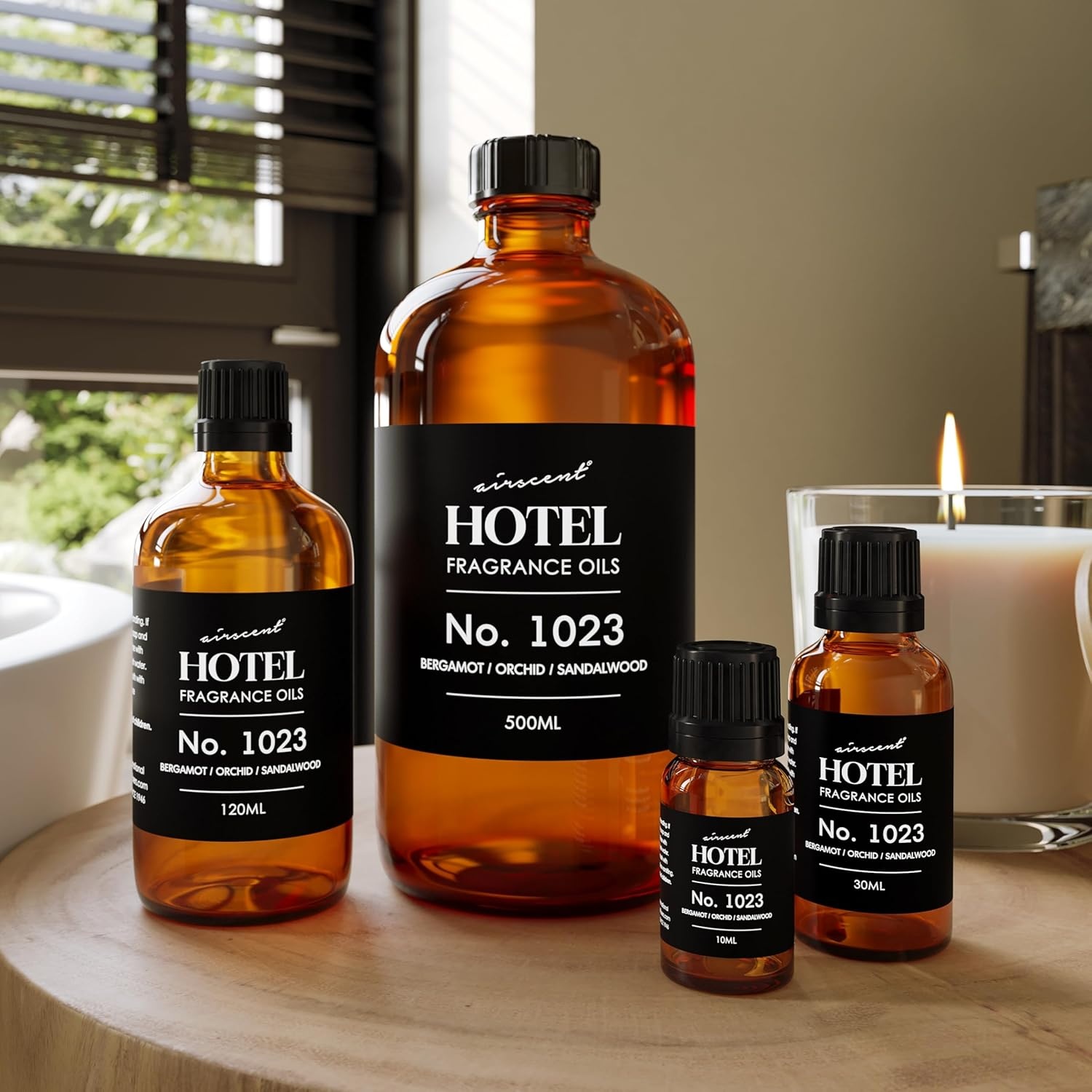 AirScent Hotel Diffuser Oil No. 1023 – Baccarat Hotel Inspired – 10 mL | Bergamot Orchid Sandalwood – Premium Fragrance Oil for Ultrasonic and Waterless Diffusers and Crafting – 0.34 fl oz Bottle(4 Fl Oz (Pack of 1))
