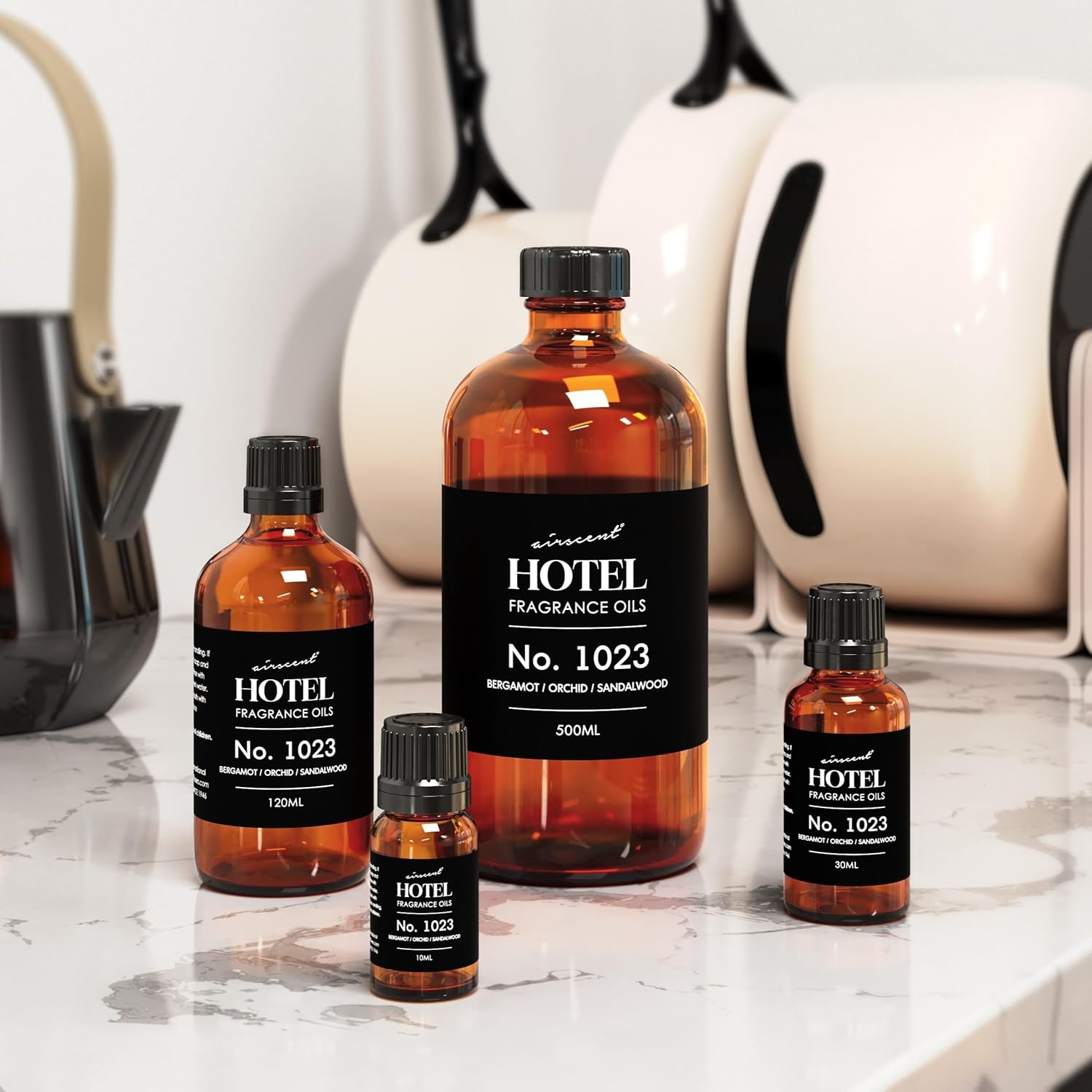 AirScent Hotel Diffuser Oil No. 1023 – Baccarat Hotel Inspired – 10 mL | Bergamot Orchid Sandalwood – Premium Fragrance Oil for Ultrasonic and Waterless Diffusers and Crafting – 0.34 fl oz Bottle(4 Fl Oz (Pack of 1))