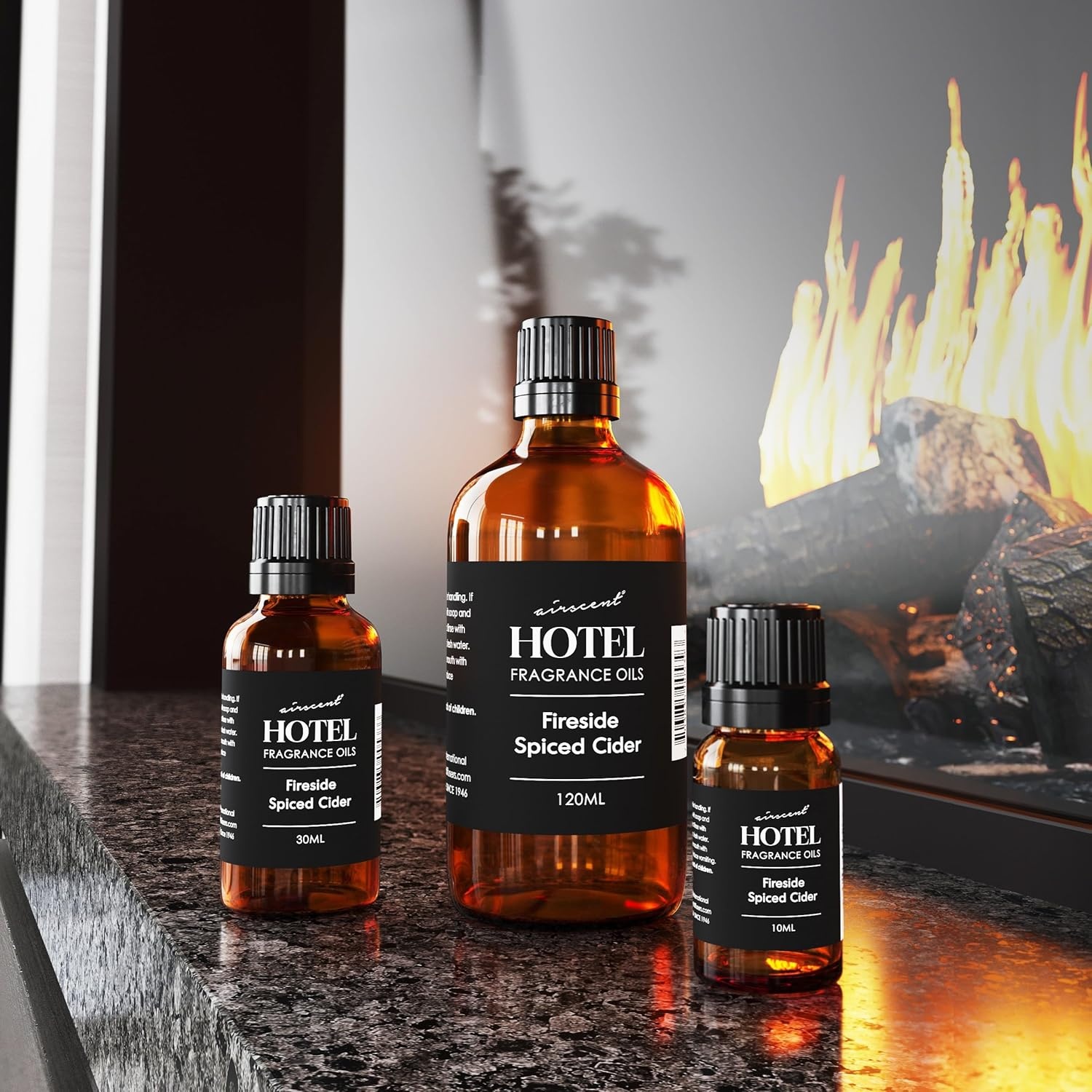 AirScent Fireside Spiced Cider Holiday Diffuser Oil – Premium Cinnamon Apple Fragrance Oil for Ultrasonic and Waterless Diffusers and Crafting – 10ml, .34 fl oz Glass Dropper Bottle(1 Fl Oz (Pack of 1))