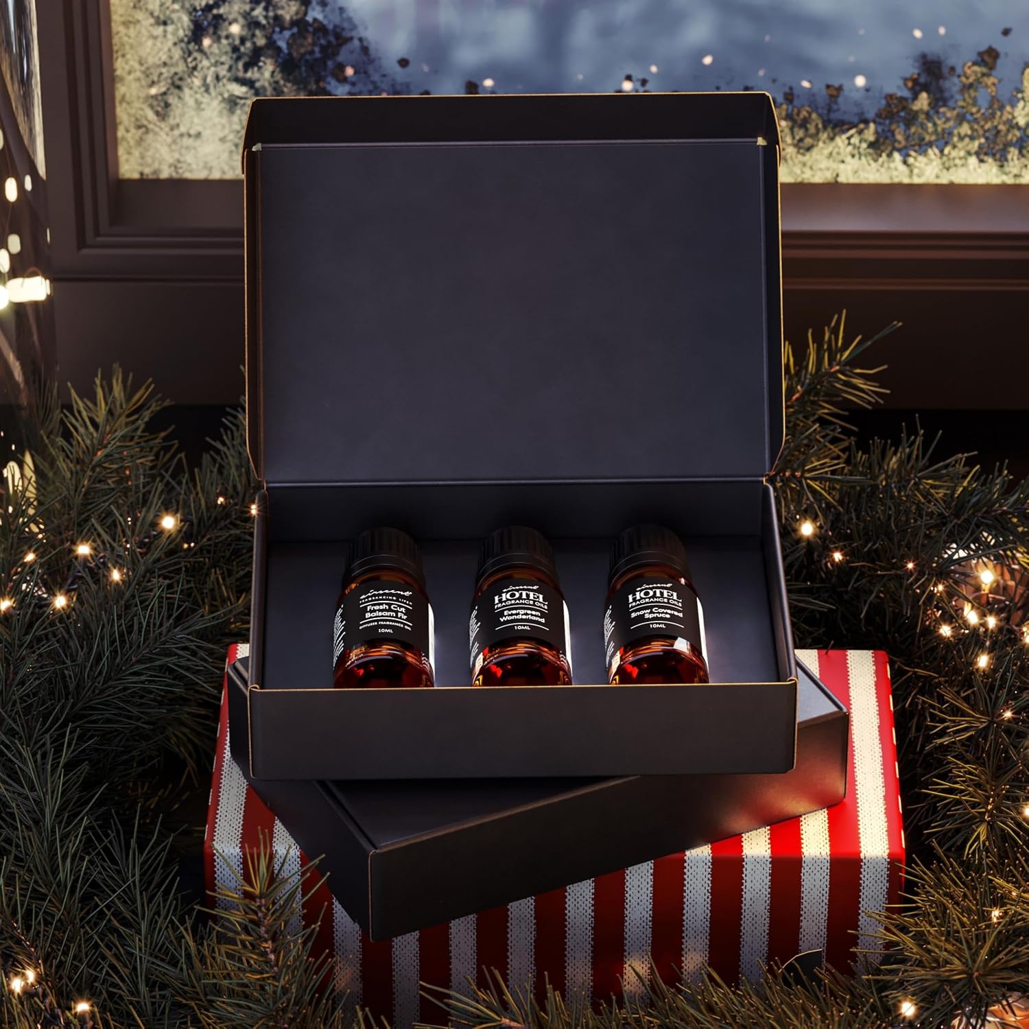 AirScent Christmas Tree Diffuser Oil 3 Pack Gift Set – 10 mL, 0.34 fl oz Fragrance Oil Set – Evergreen Wonderland, Fresh Cut Balsam Fir and Snow Covered Spruce Holiday Pine Scents