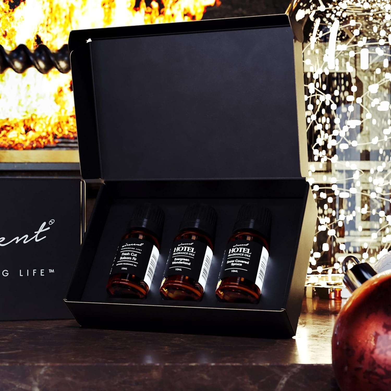 AirScent Christmas Tree Diffuser Oil 3 Pack Gift Set – 10 mL, 0.34 fl oz Fragrance Oil Set – Evergreen Wonderland, Fresh Cut Balsam Fir and Snow Covered Spruce Holiday Pine Scents