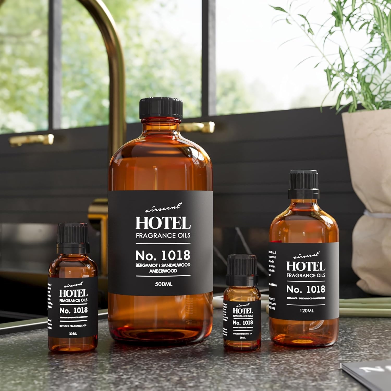 AirScent Hotel Diffuser Oil No. 1018 – Bergamot Sandalwood Amberwood – Hotel Scent Dupe – Premium Fragrance Oil for Ultrasonic and Waterless Diffusers and Crafting – 10 ml, 0.34 fl oz Glass Bottle(1 Fl Oz (Pack of 1))